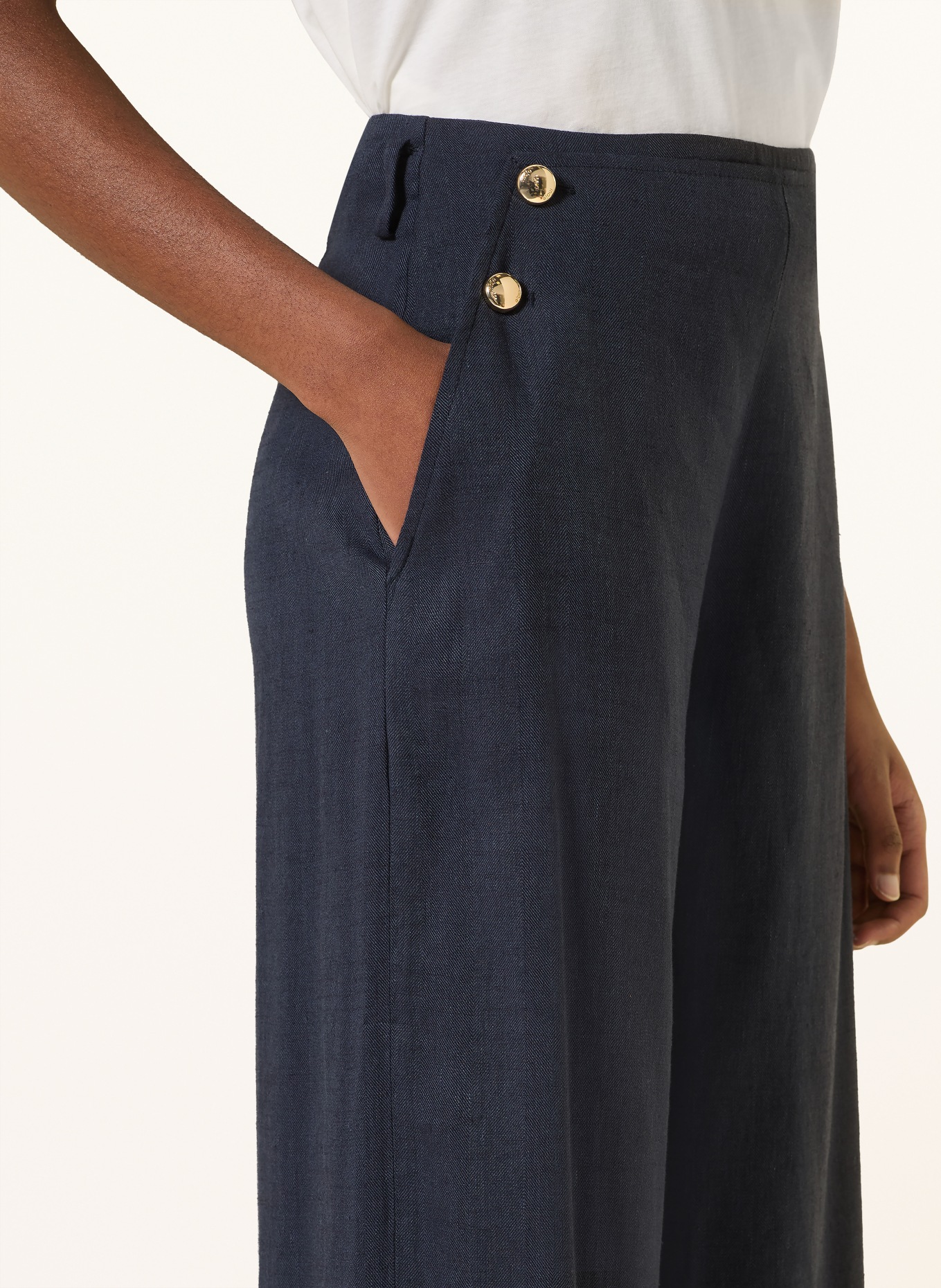 maje Spodnie z lnu: GRANATOWY