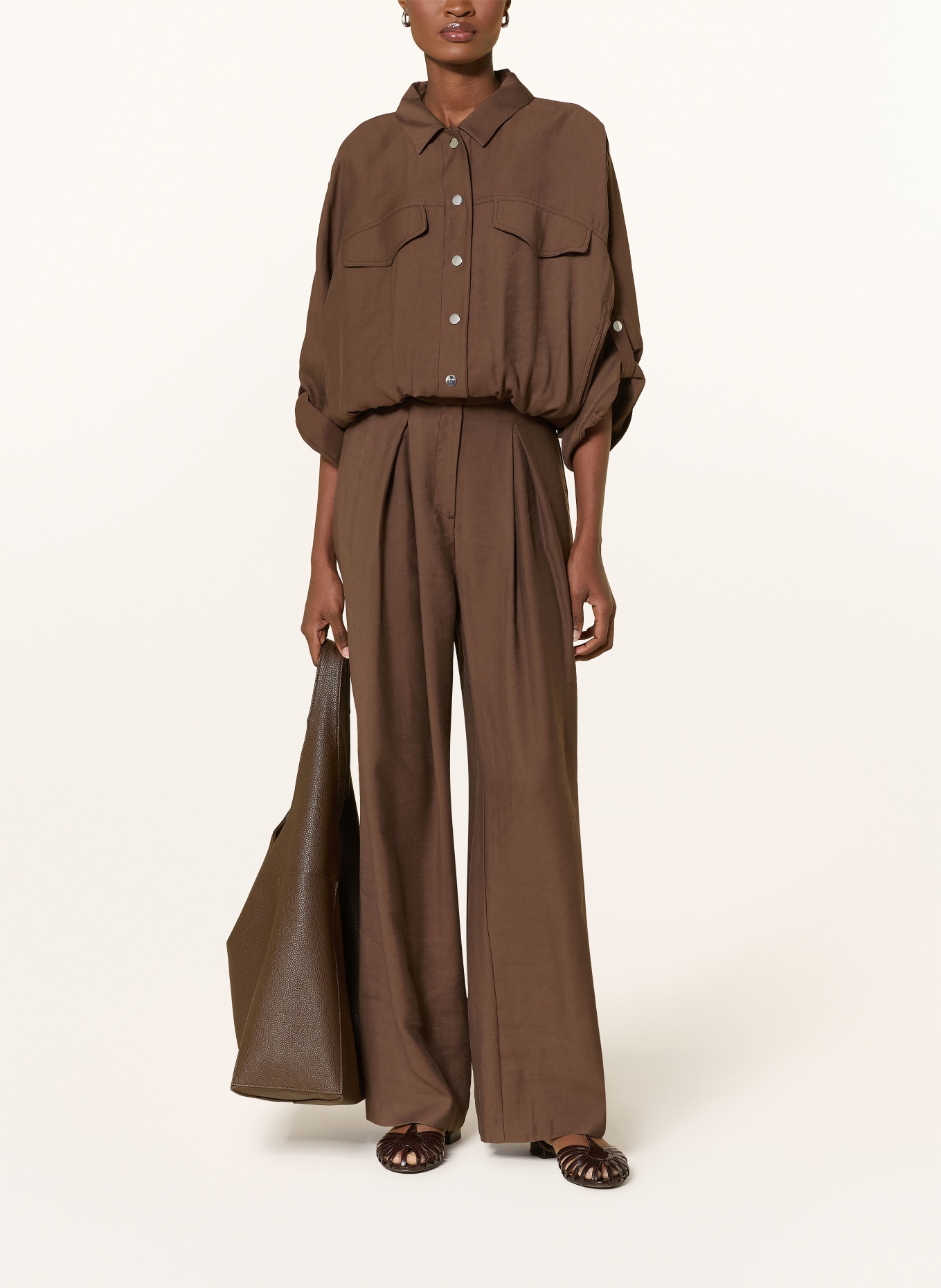 MORE & MORE Spodnie Marlene HAZEL: CIEMNOBRĄZOWY