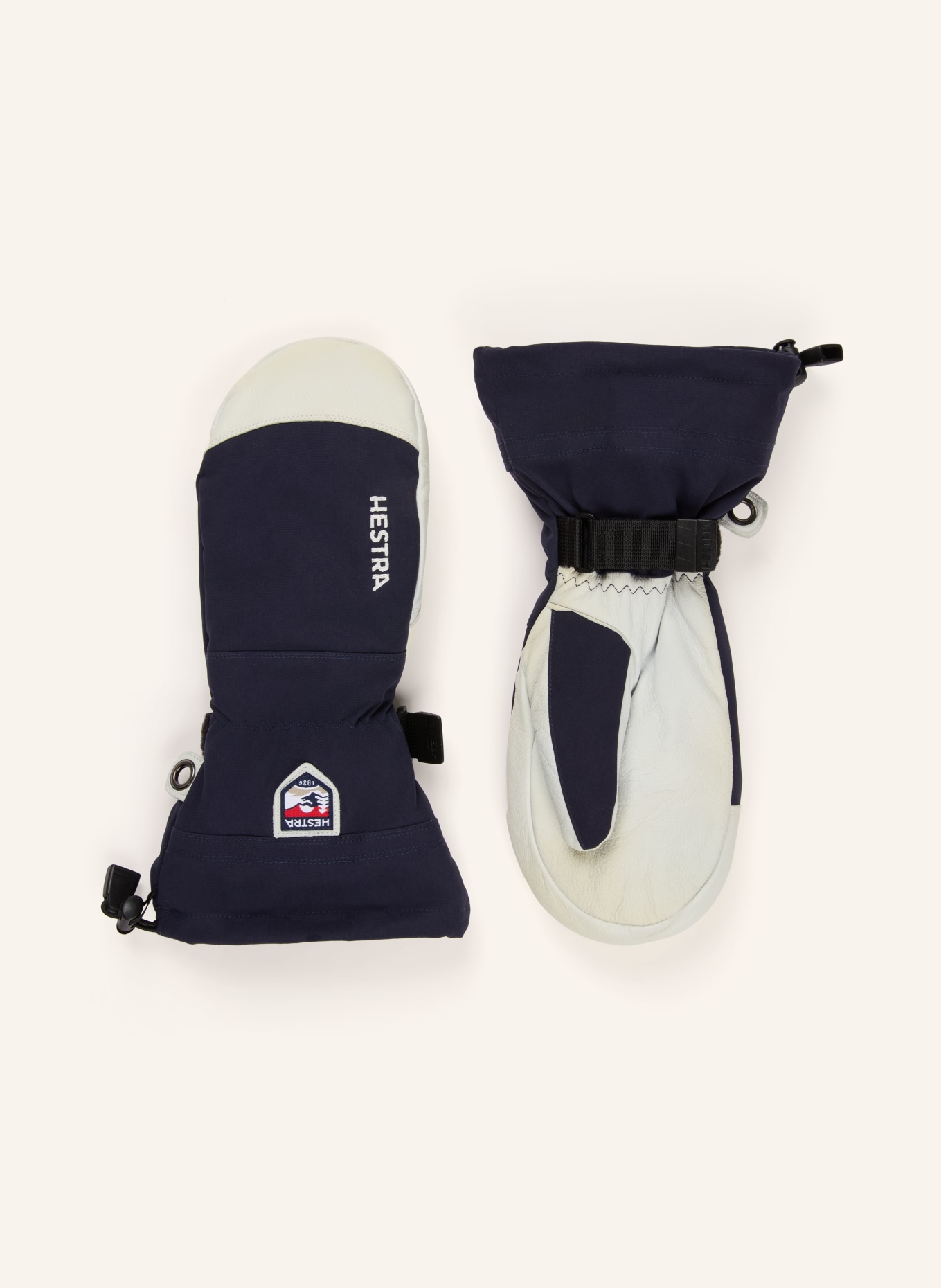 HESTRA Skihandschuhe ARMY LEATHER HELI MITT: DUNKELBLAU / WEISS