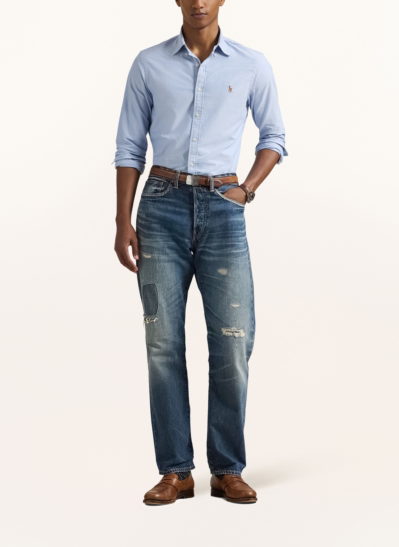 POLO RALPH LAUREN Oxford overhemd Slim Fit: LICHTBLAUW