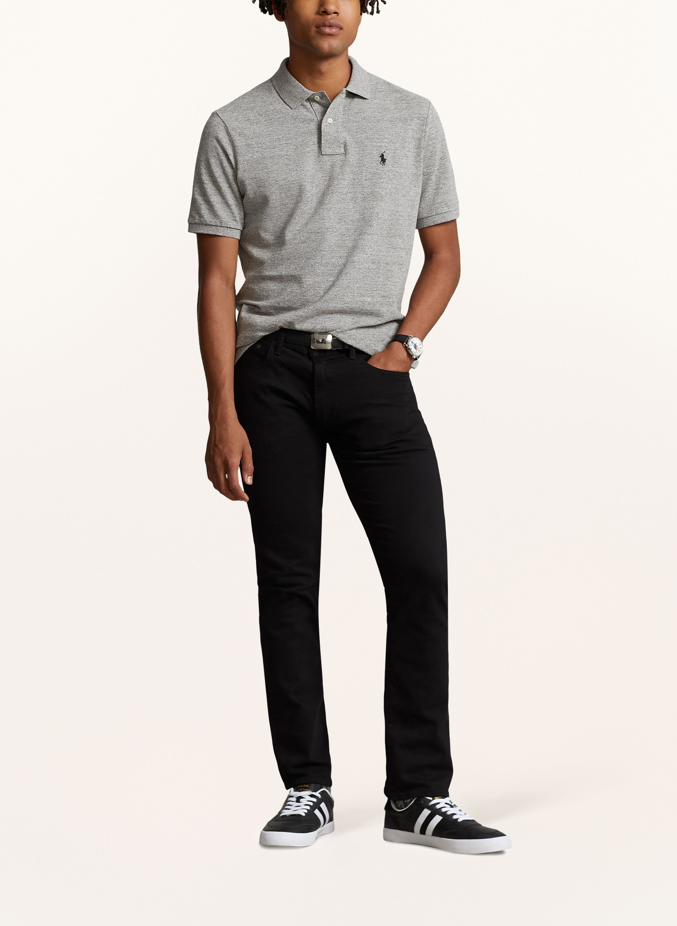 POLO RALPH LAUREN Polokošile z piké Slim Fit: ŠEDÁ MELÍROVANÁ