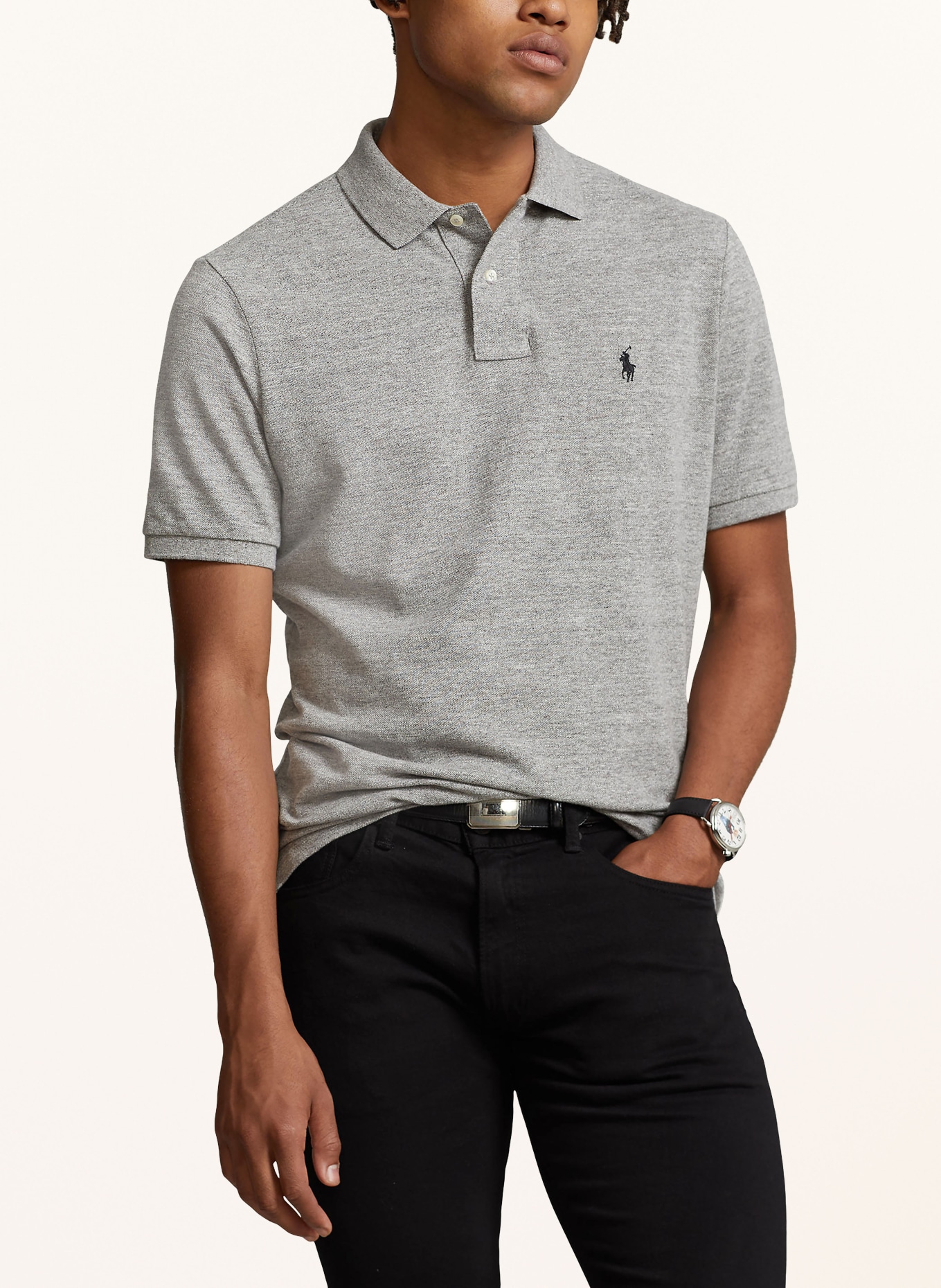 POLO RALPH LAUREN Polokošile z piké Slim Fit: ŠEDÁ MELÍROVANÁ