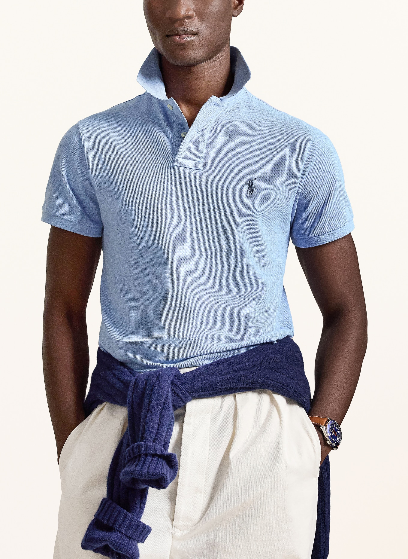 POLO RALPH LAUREN Piqué poloshirt slim fit: LICHTBLAUW