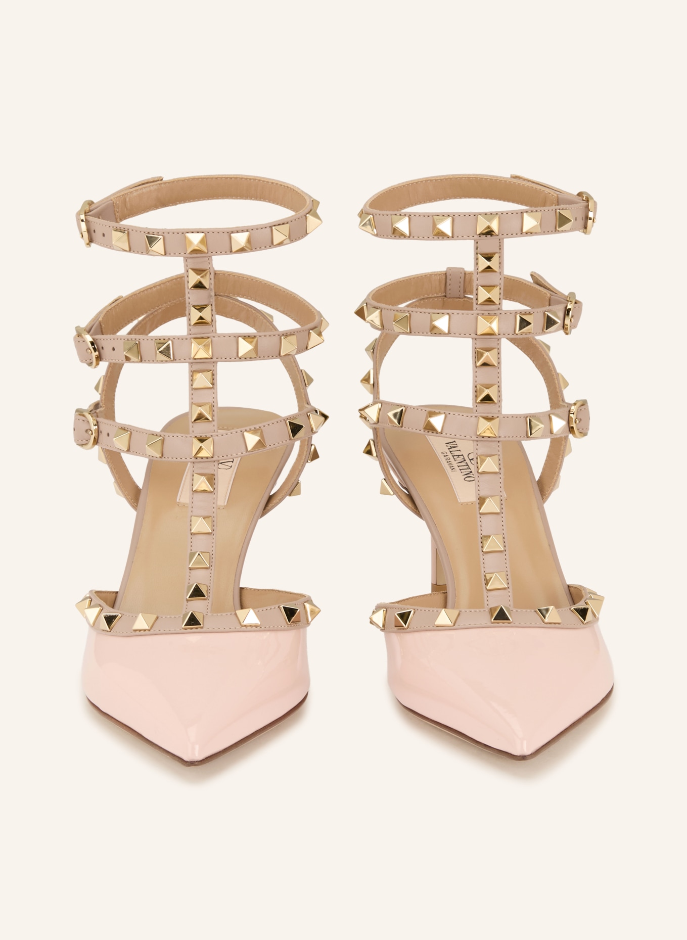 VALENTINO GARAVANI Slingback pumps ROCKSTUD with rivets: ROSE / GOLD