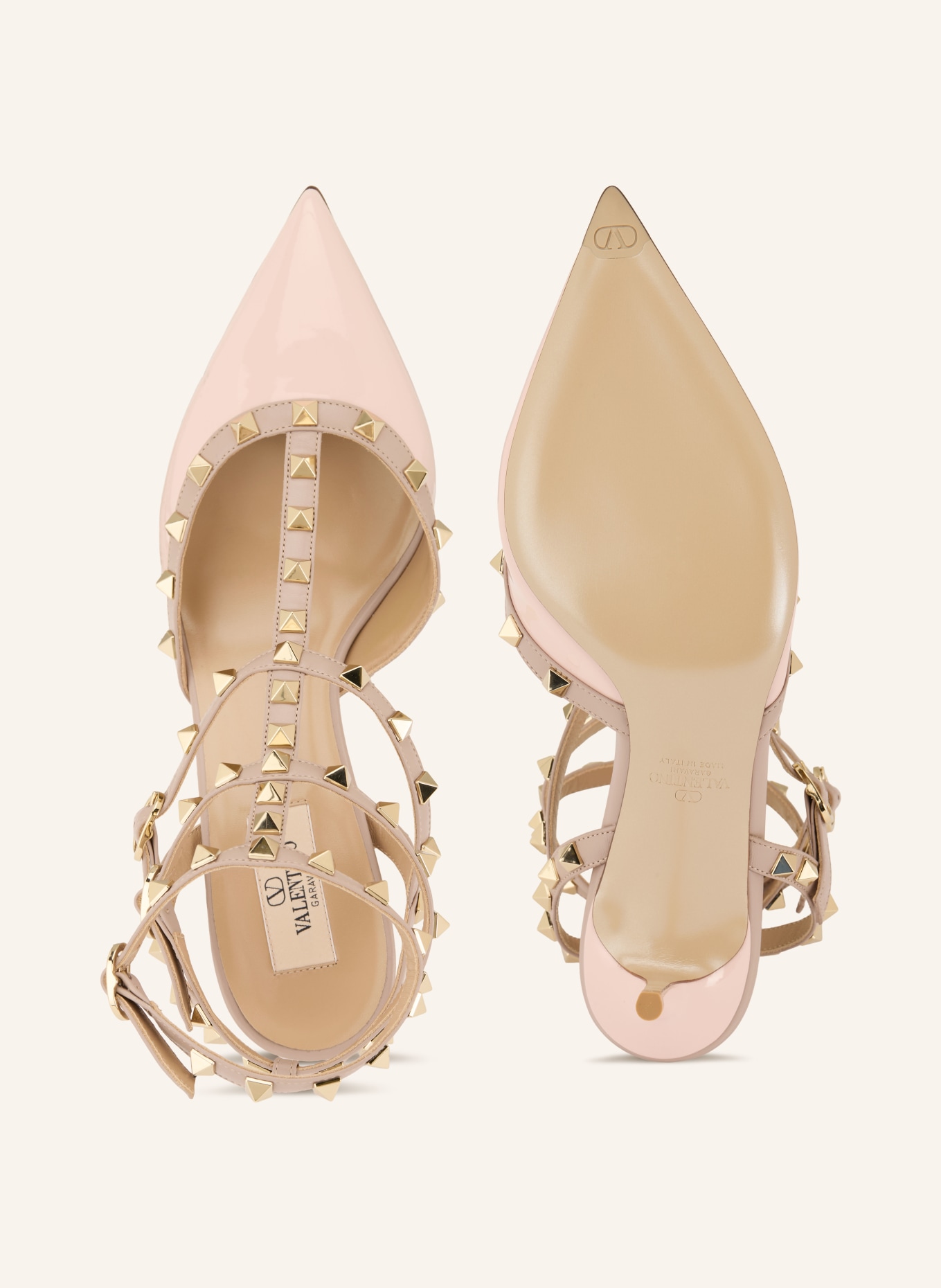 VALENTINO GARAVANI Slingback pumps ROCKSTUD with rivets: ROSE / GOLD