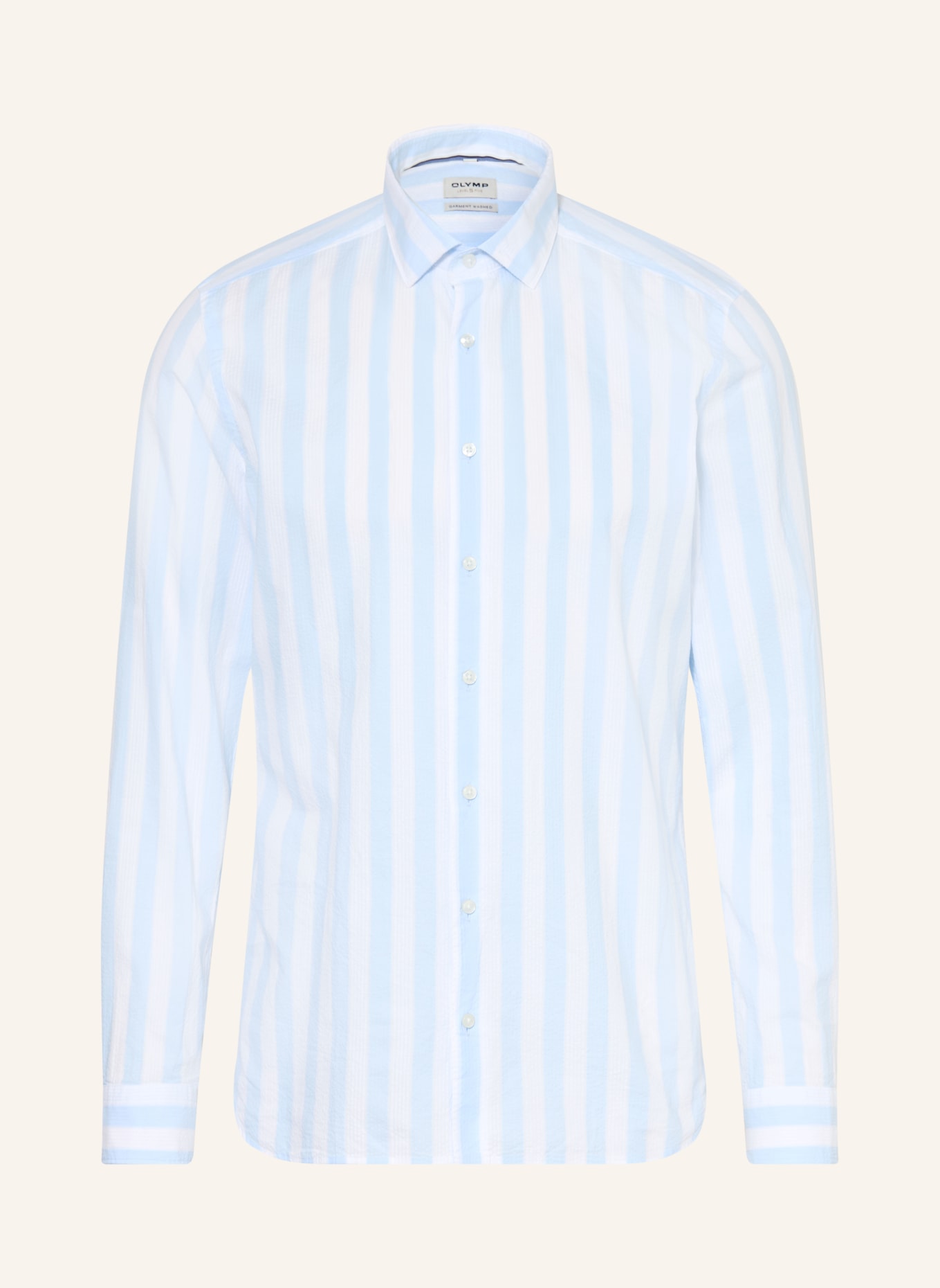 OLYMP Hemd Level Five body fit mit Stehkragen: HELLBLAU / WEISS