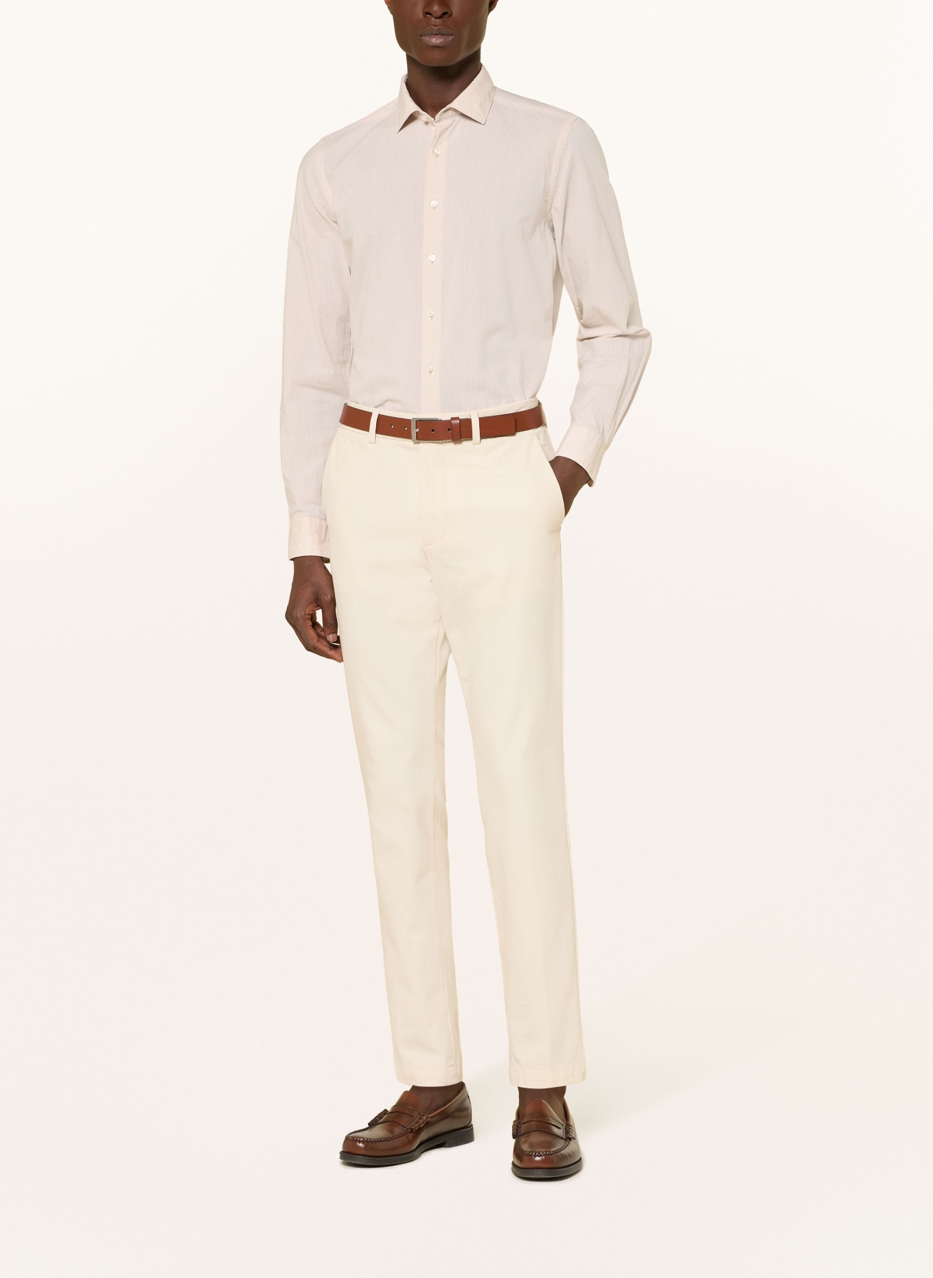 OLYMP Košile Level Five, přiléhavý střih: BÉŽOVÁ