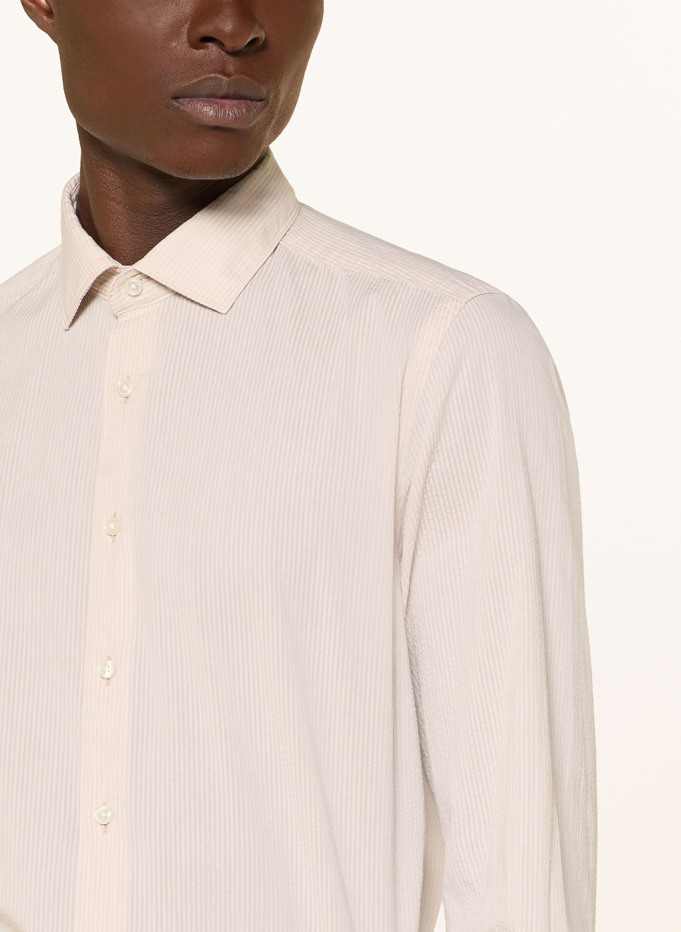 OLYMP Košile Level Five, přiléhavý střih: BÉŽOVÁ