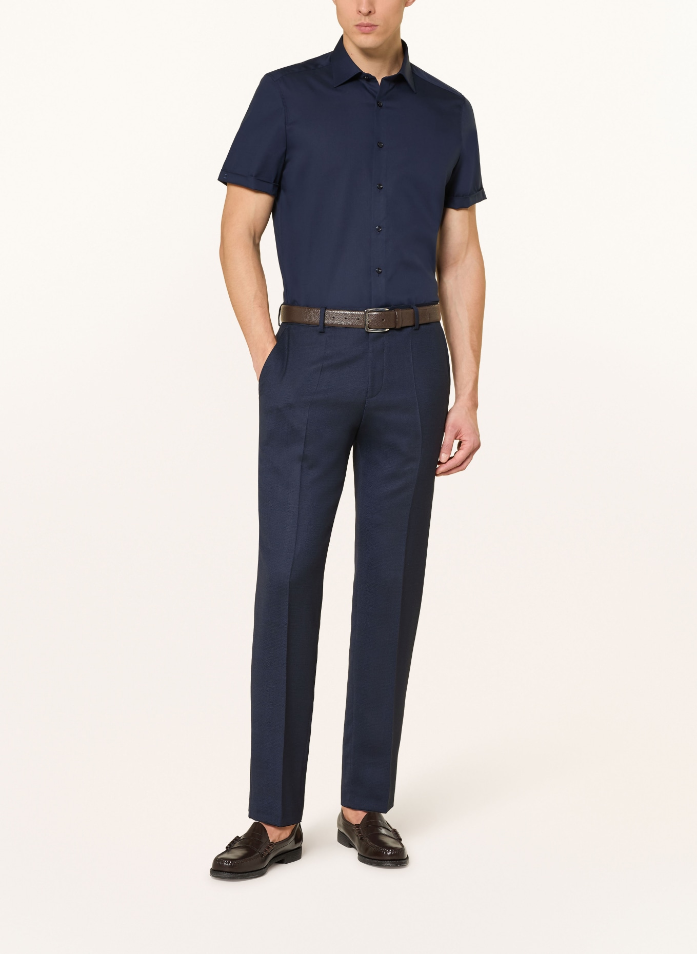 OLYMP Koszula z krótkim rękawem Level Five o dopasowanym kroju: GRANATOWY