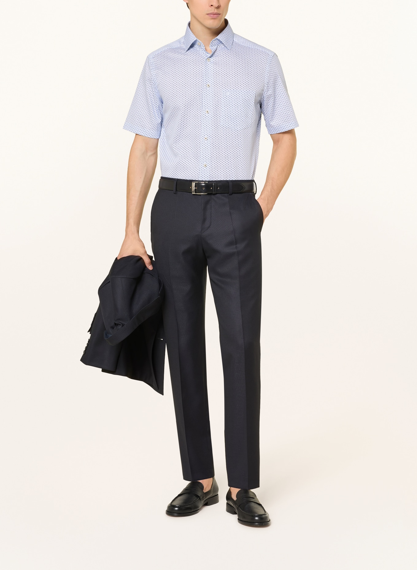 OLYMP Halbarm-Hemd Luxor modern fit: HELLBLAU / DUNKELBLAU / WEISS