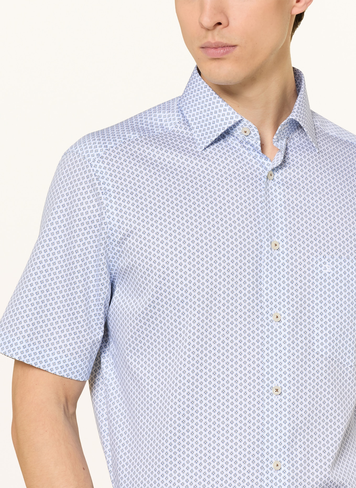 OLYMP Halbarm-Hemd Luxor modern fit: HELLBLAU / DUNKELBLAU / WEISS