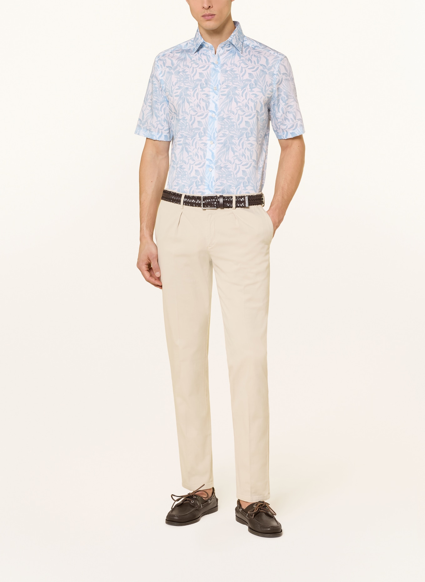 OLYMP Halbarm-Hemd Luxor modern fit: WEISS / HELLBLAU