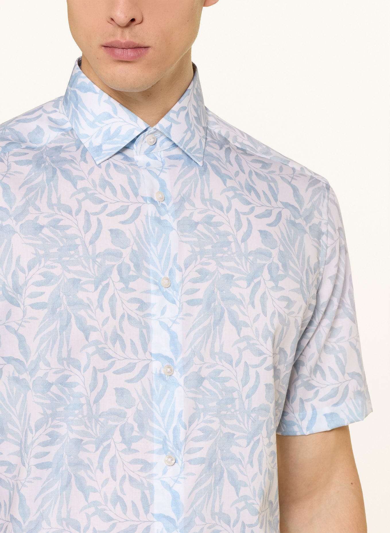 OLYMP Halbarm-Hemd Luxor modern fit: WEISS / HELLBLAU