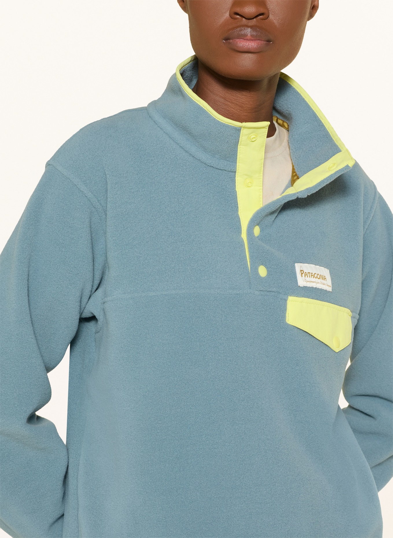 patagonia Fleece-Troyer SNAP: PETROL / LICHTGEEL