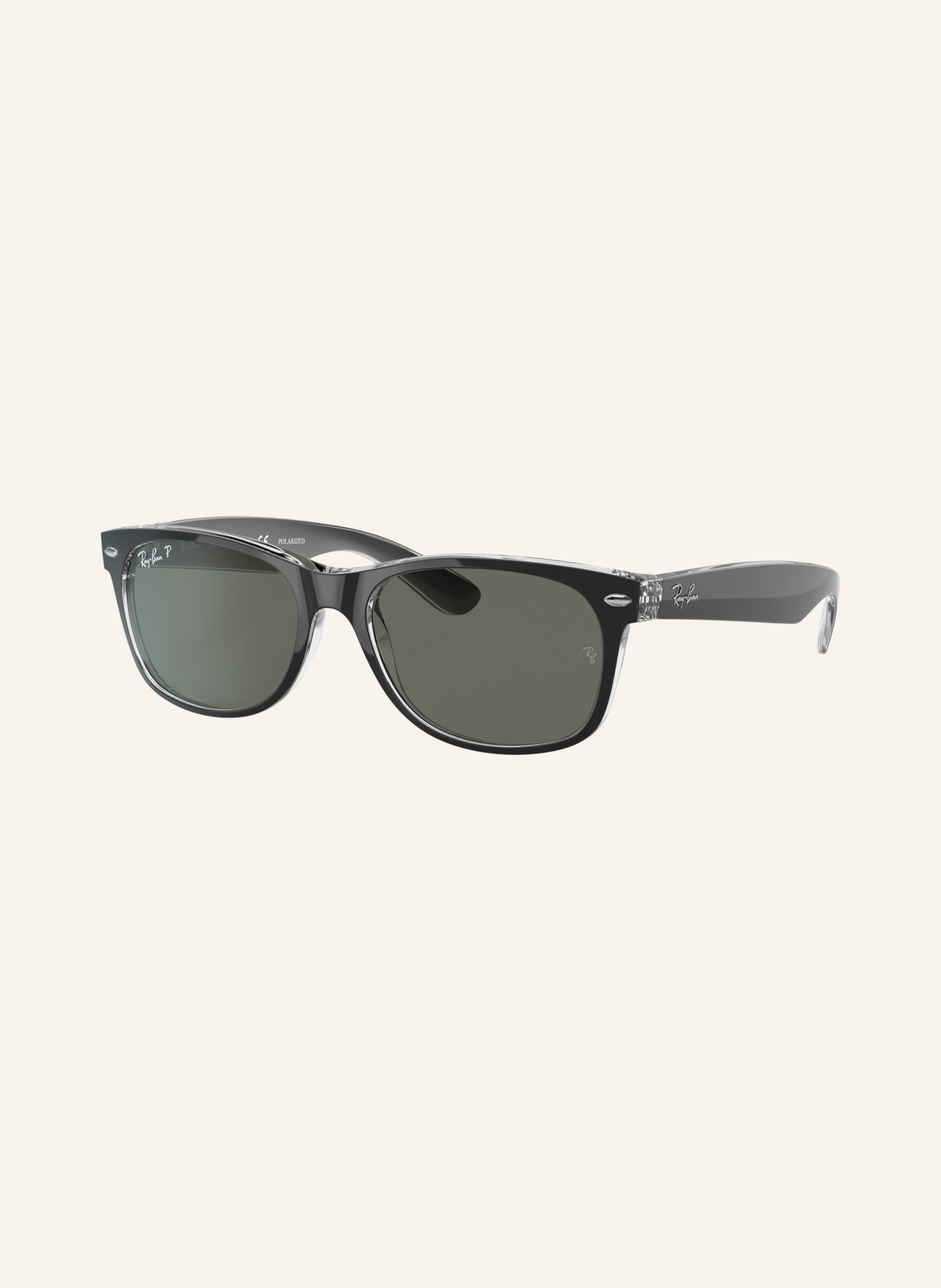 Ray-Ban Sonnenbrille RB2132 NEW WAYFARER: SCHWARZ/ GRÜN POLARISIERT