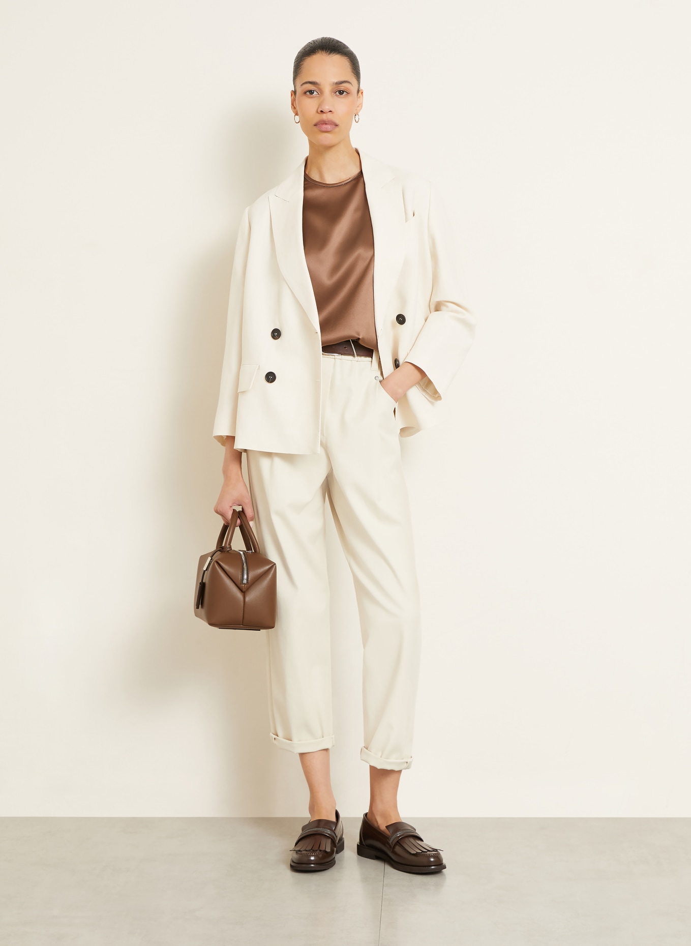 BRUNELLO CUCINELLI Silk blouse: BROWN