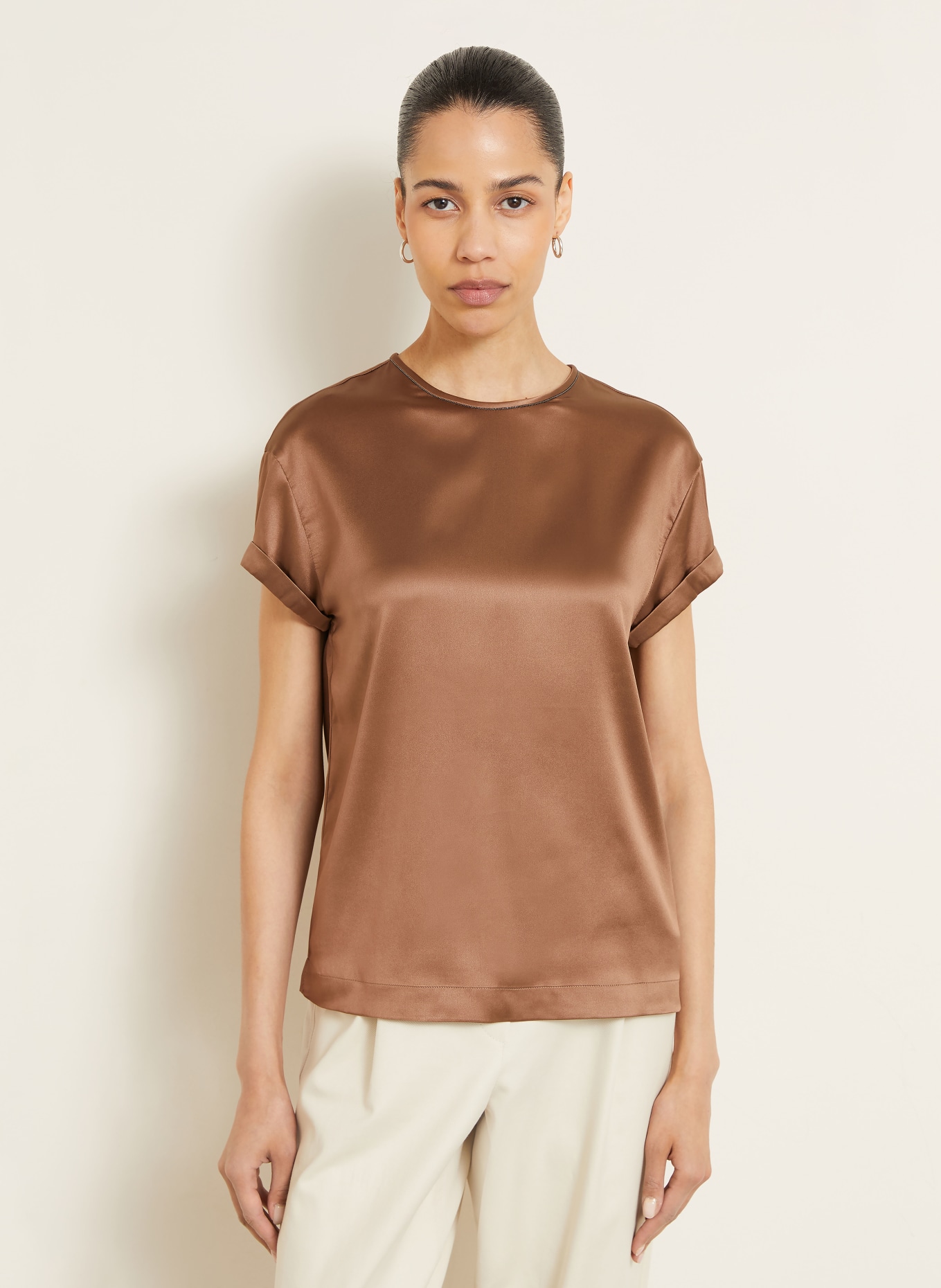BRUNELLO CUCINELLI Silk blouse: BROWN