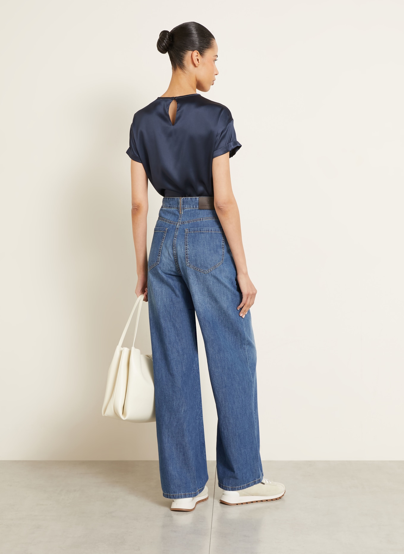 BRUNELLO CUCINELLI Blusenshirt aus Seide: DUNKELBLAU