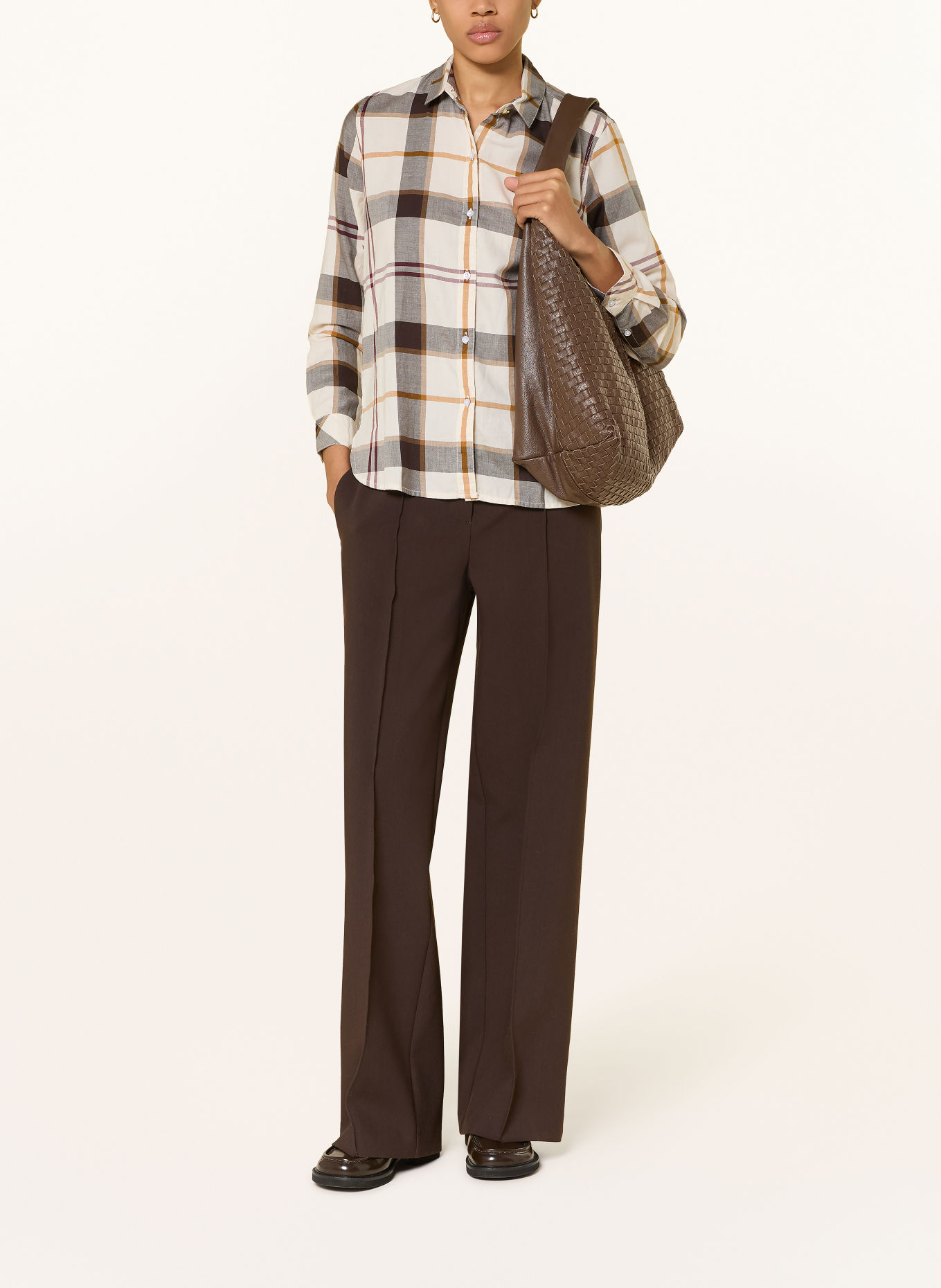 Barbour Hemdbluse MOORLAND: ECRU / COGNAC / DUNKELBRAUN