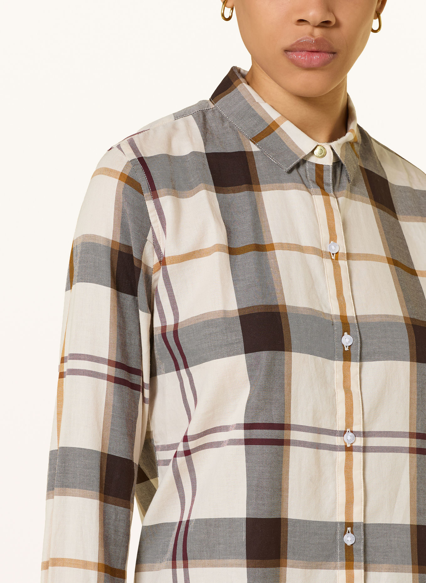 Barbour Hemdbluse MOORLAND: ECRU / COGNAC / DUNKELBRAUN