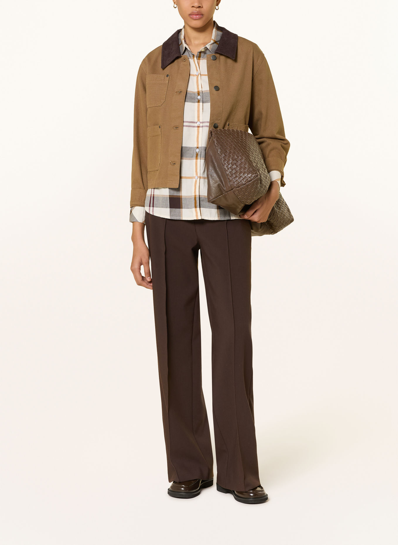 Barbour Hemdbluse MOORLAND: ECRU / COGNAC / DUNKELBRAUN