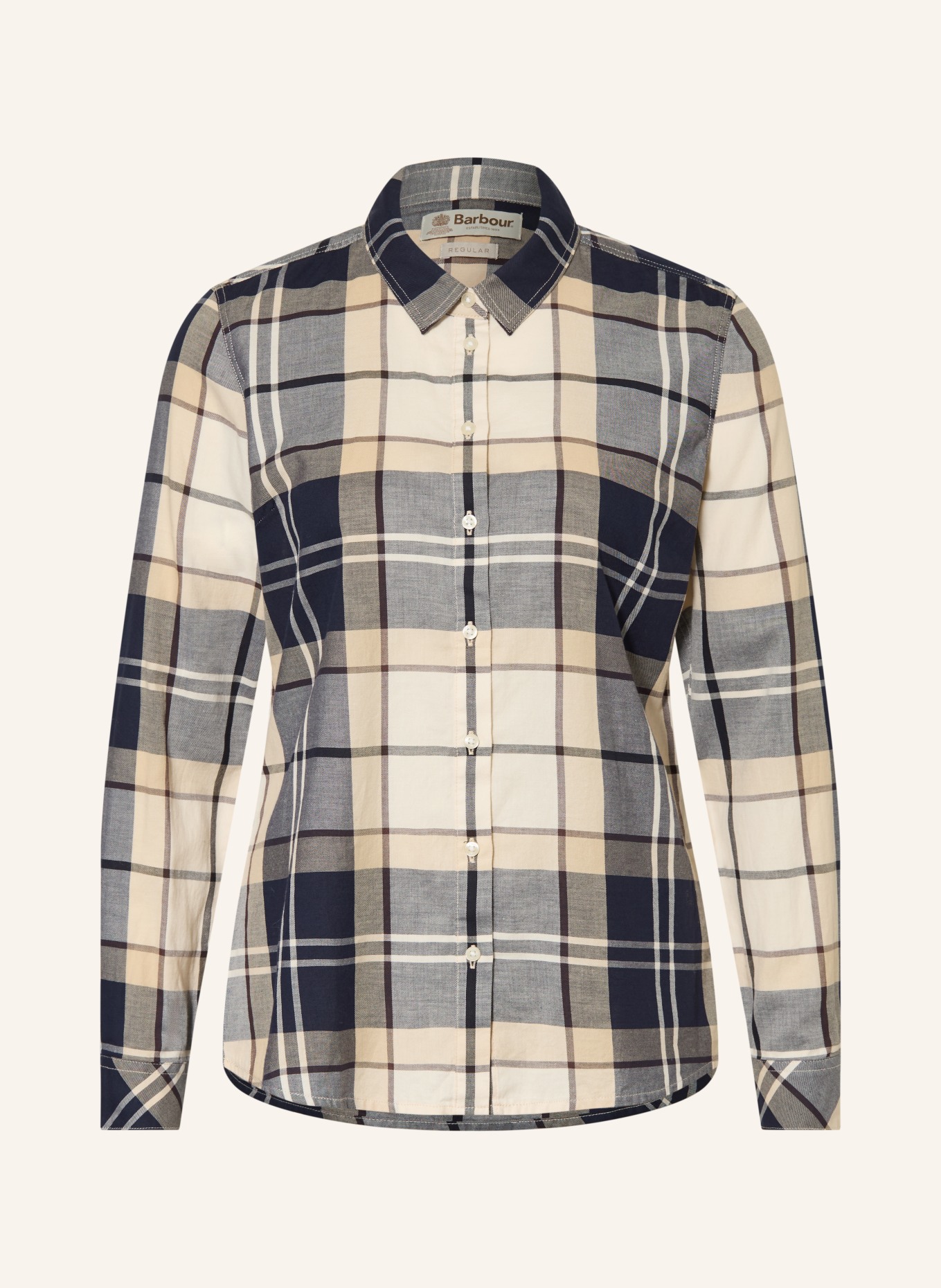 Barbour Hemdbluse BREDON: DUNKELBLAU / BEIGE