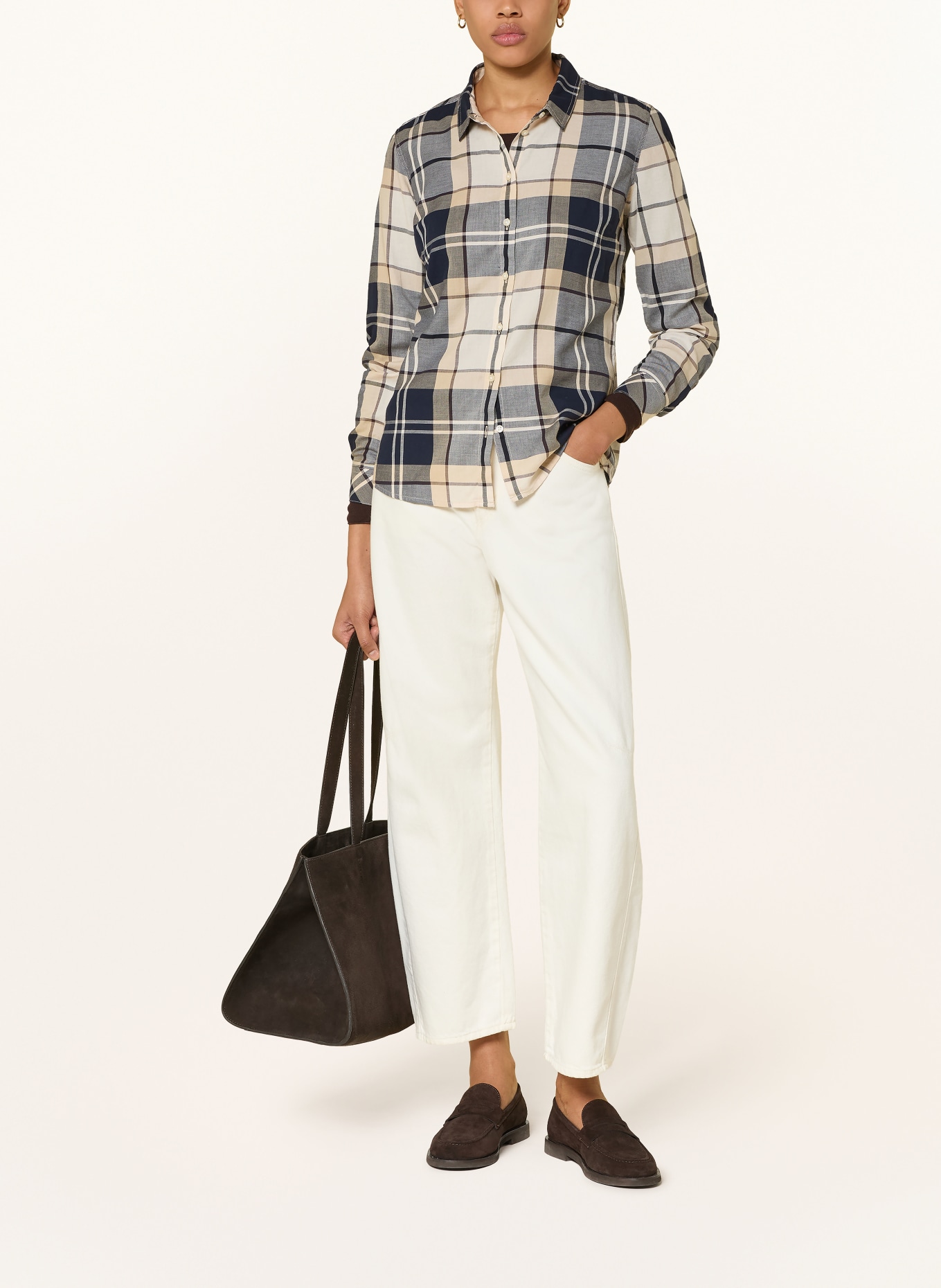 Barbour Hemdbluse BREDON: DUNKELBLAU / BEIGE