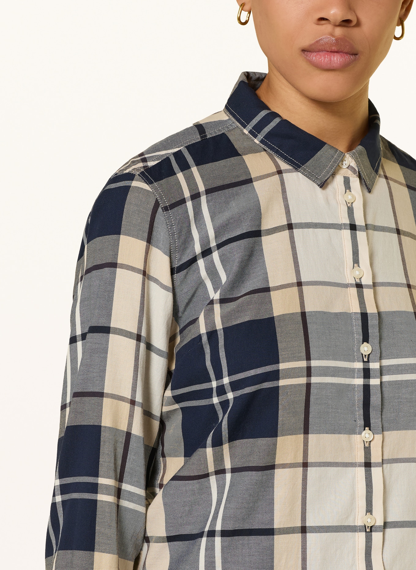 Barbour Hemdbluse BREDON: DUNKELBLAU / BEIGE