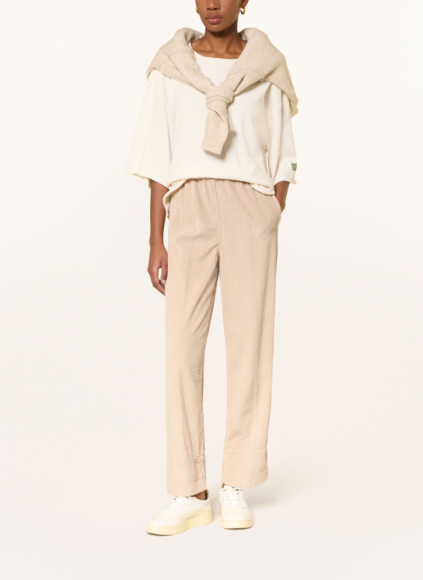 American Vintage Spodnie sztruksowe PADOW: KREMOWY