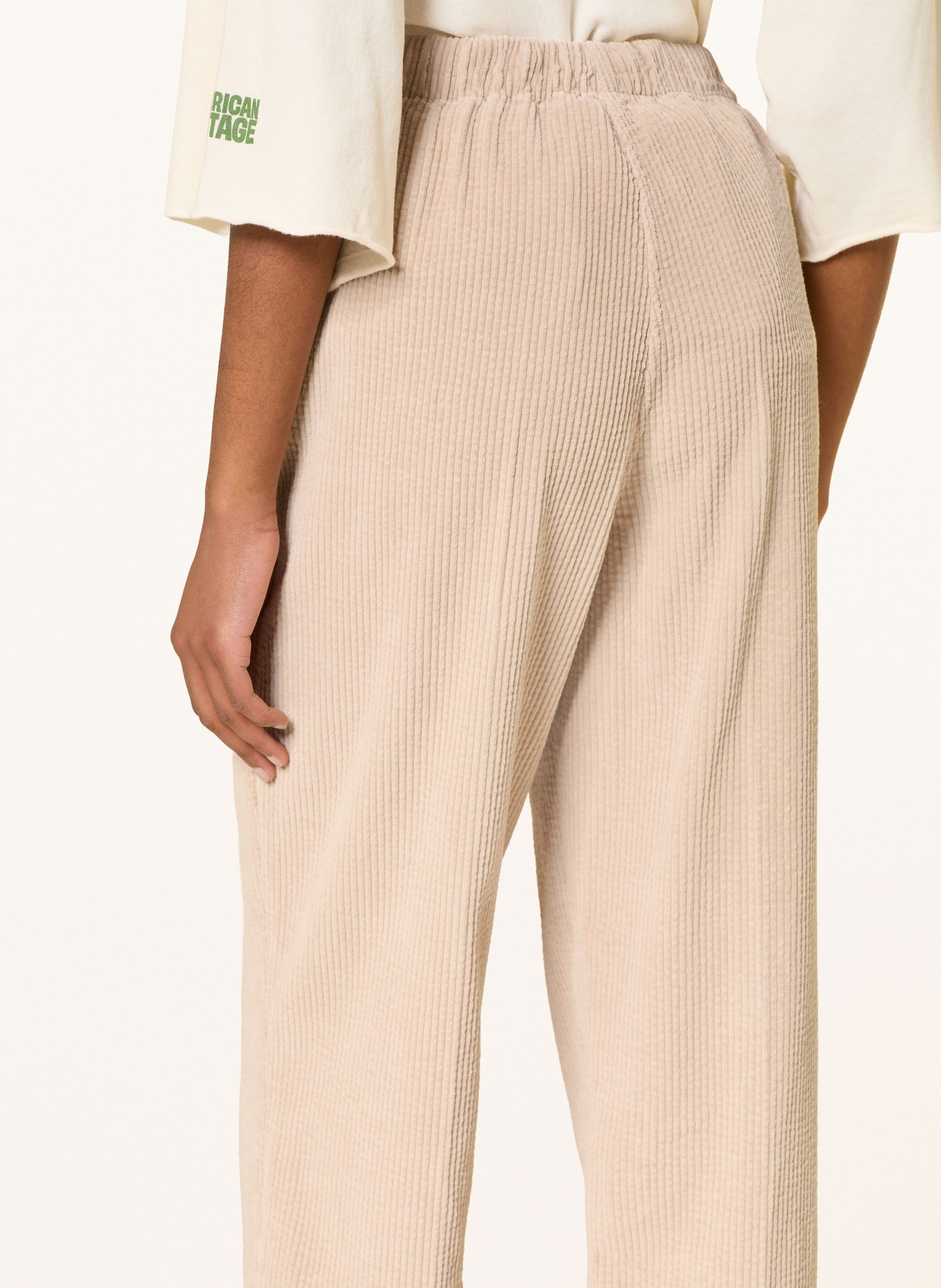 American Vintage Spodnie sztruksowe PADOW: KREMOWY