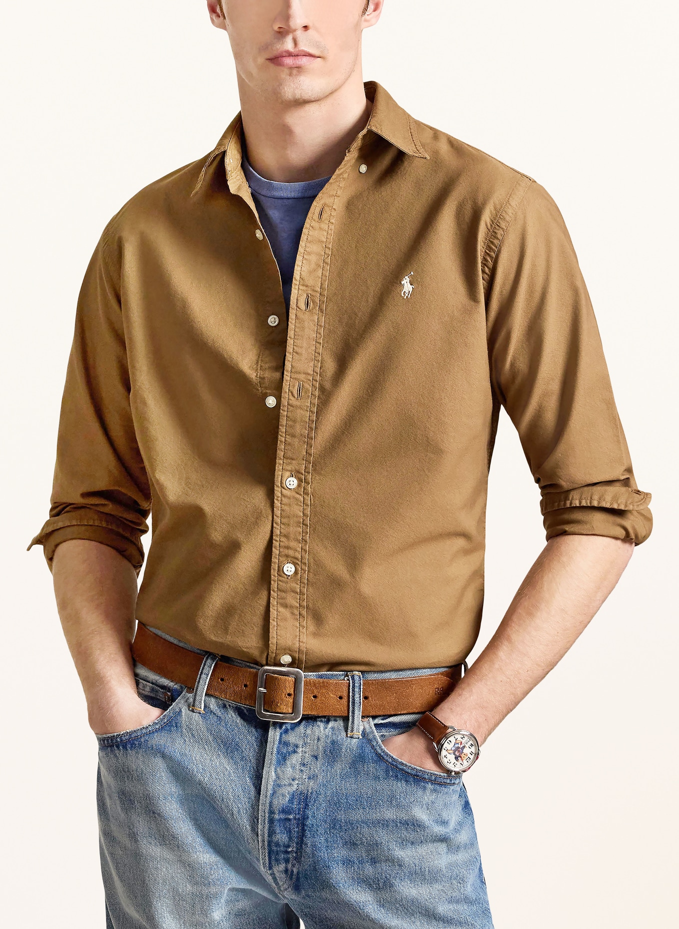POLO RALPH LAUREN Oxford-overhemd Custom Fit: COGNAC