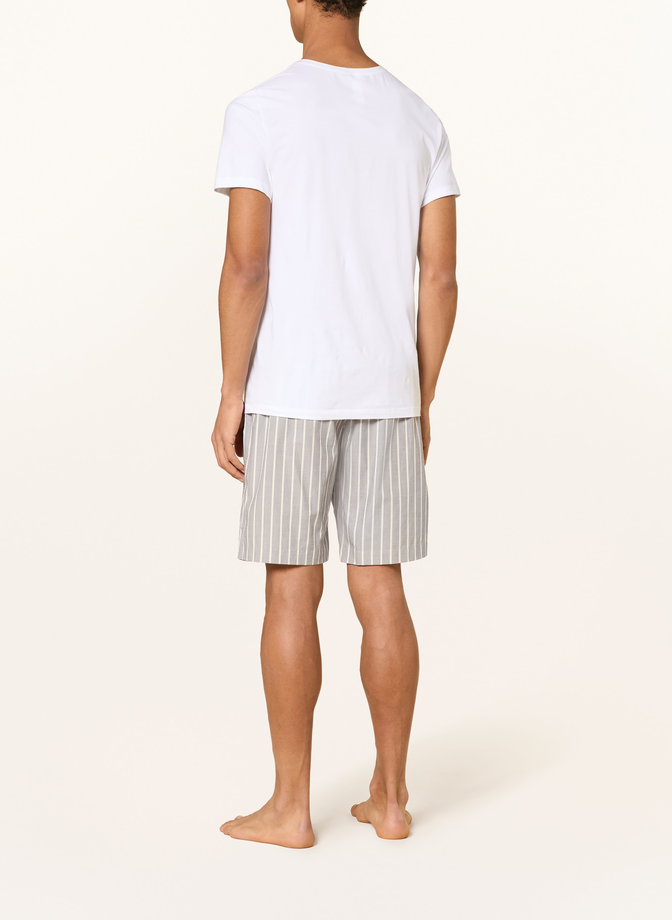 HANRO Lounge-Shorts NIGHT & DAY: HELLGRAU / WEISS