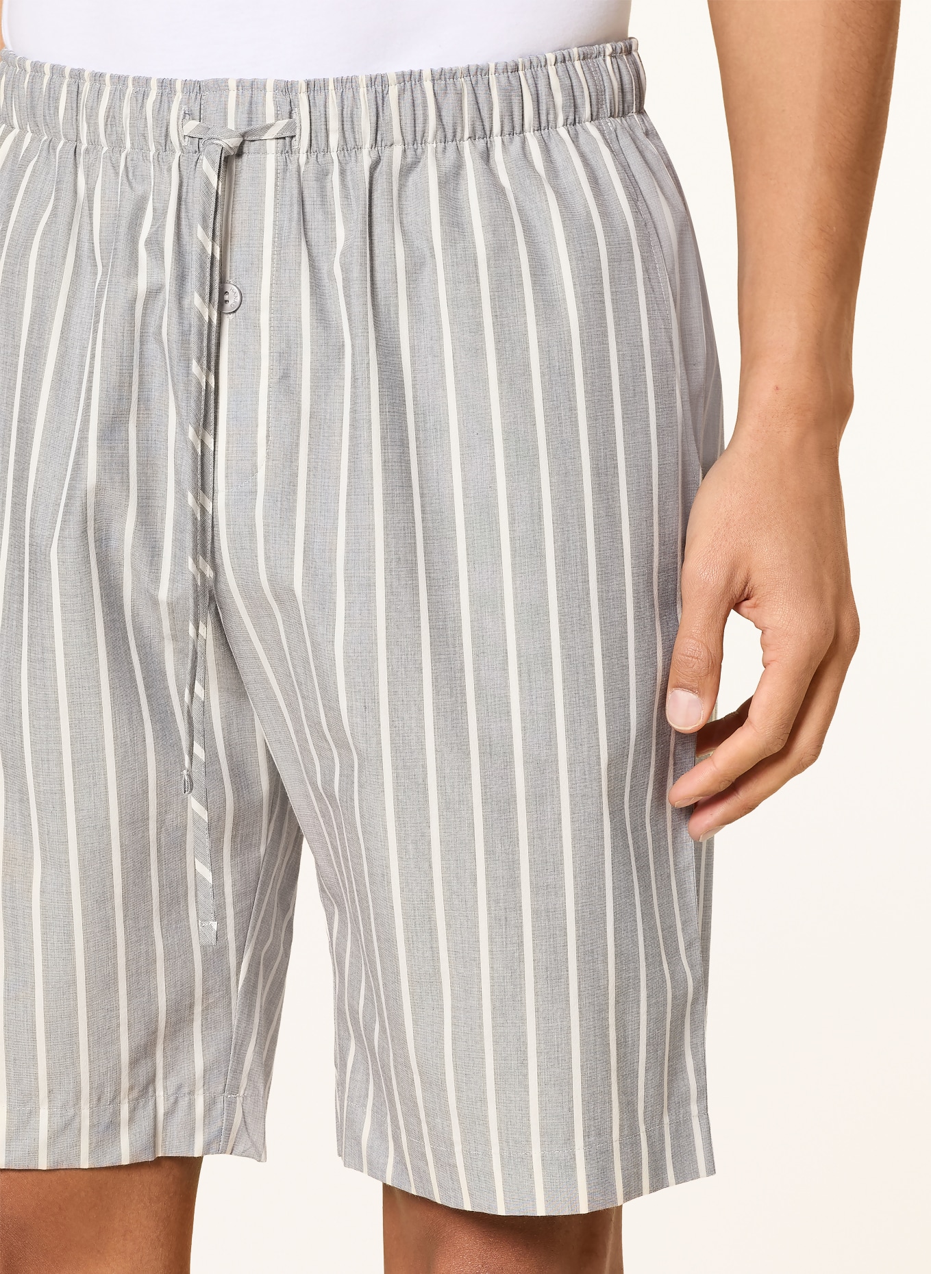 HANRO Lounge-Shorts NIGHT & DAY: HELLGRAU / WEISS