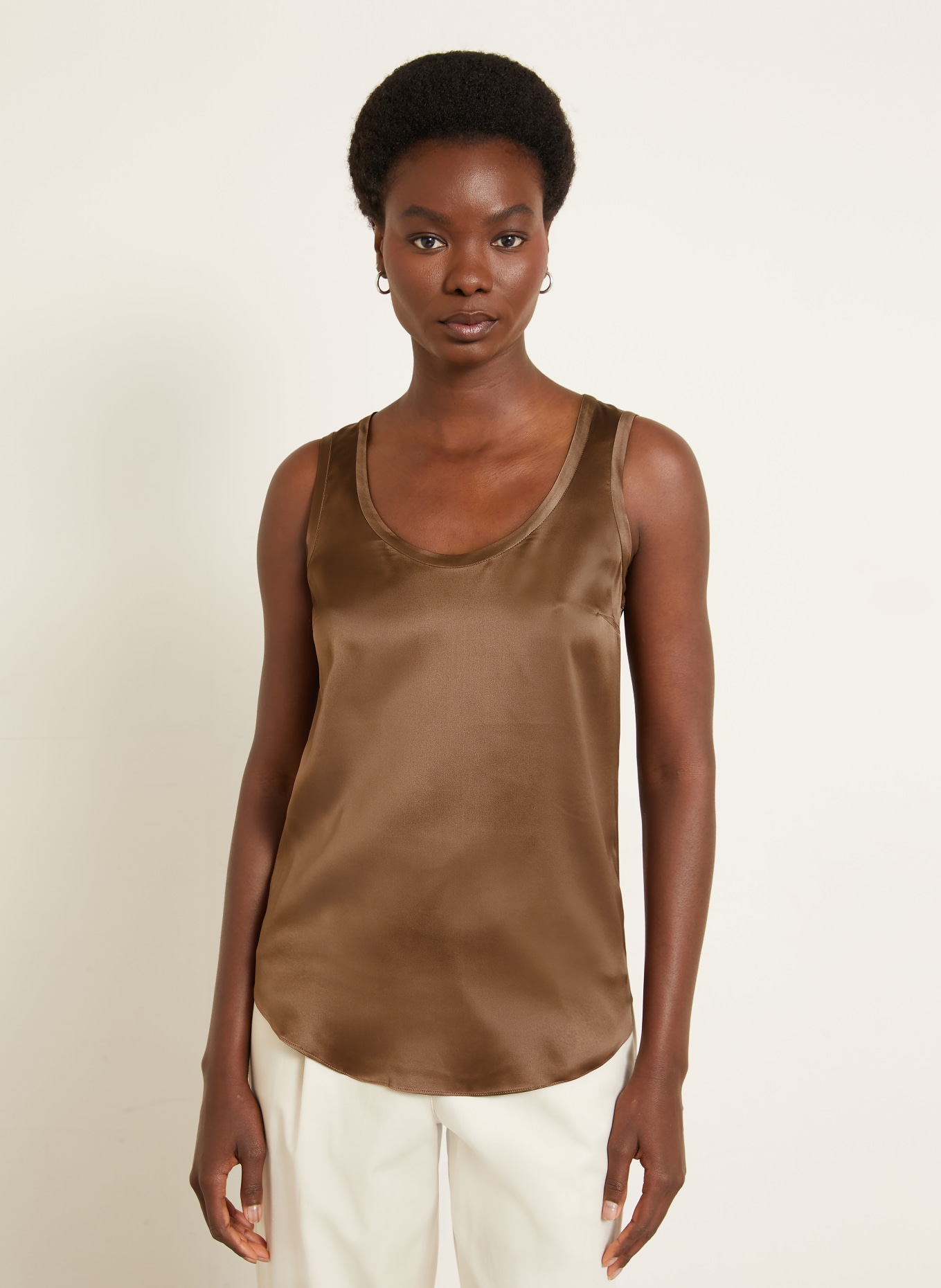 BRUNELLO CUCINELLI Silk top: DARK BROWN