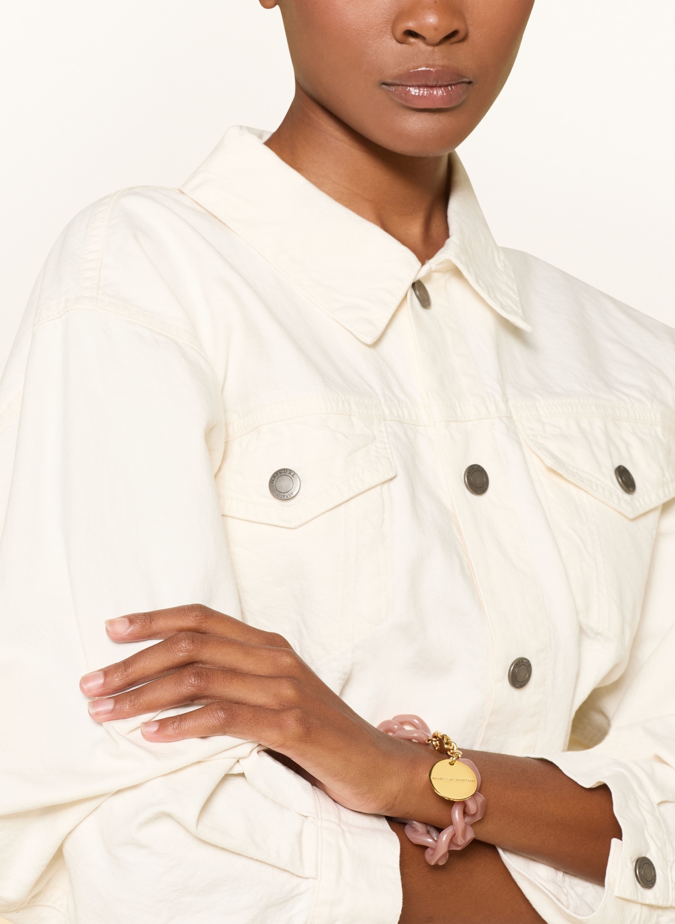 VANESSA BARONI FLAT CHAIN Bracelet: DUSKY PINK / GOLD