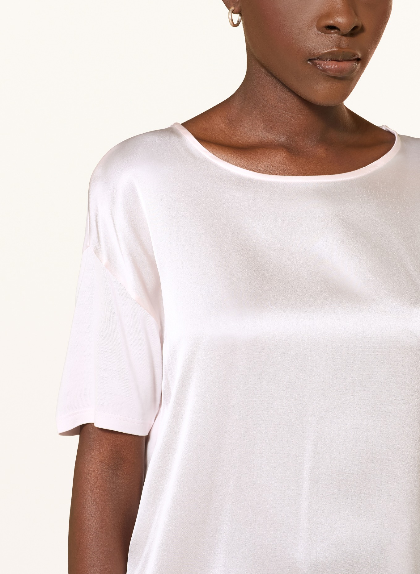 BOSS Halenka ESANDY ze směsi materiálů s hedvábím: SVĚTLE RŮŽOVÁ