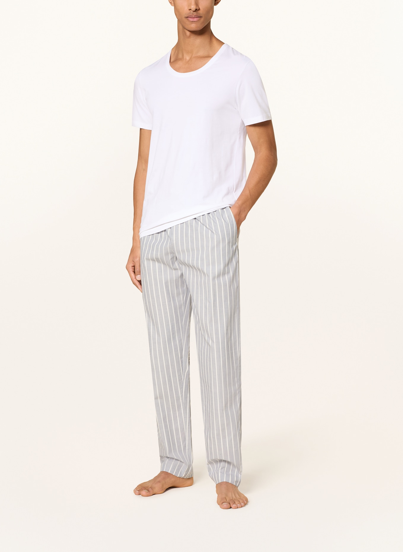 HANRO Pajama pants NIGHT & DAY: LIGHT GRAY / WHITE