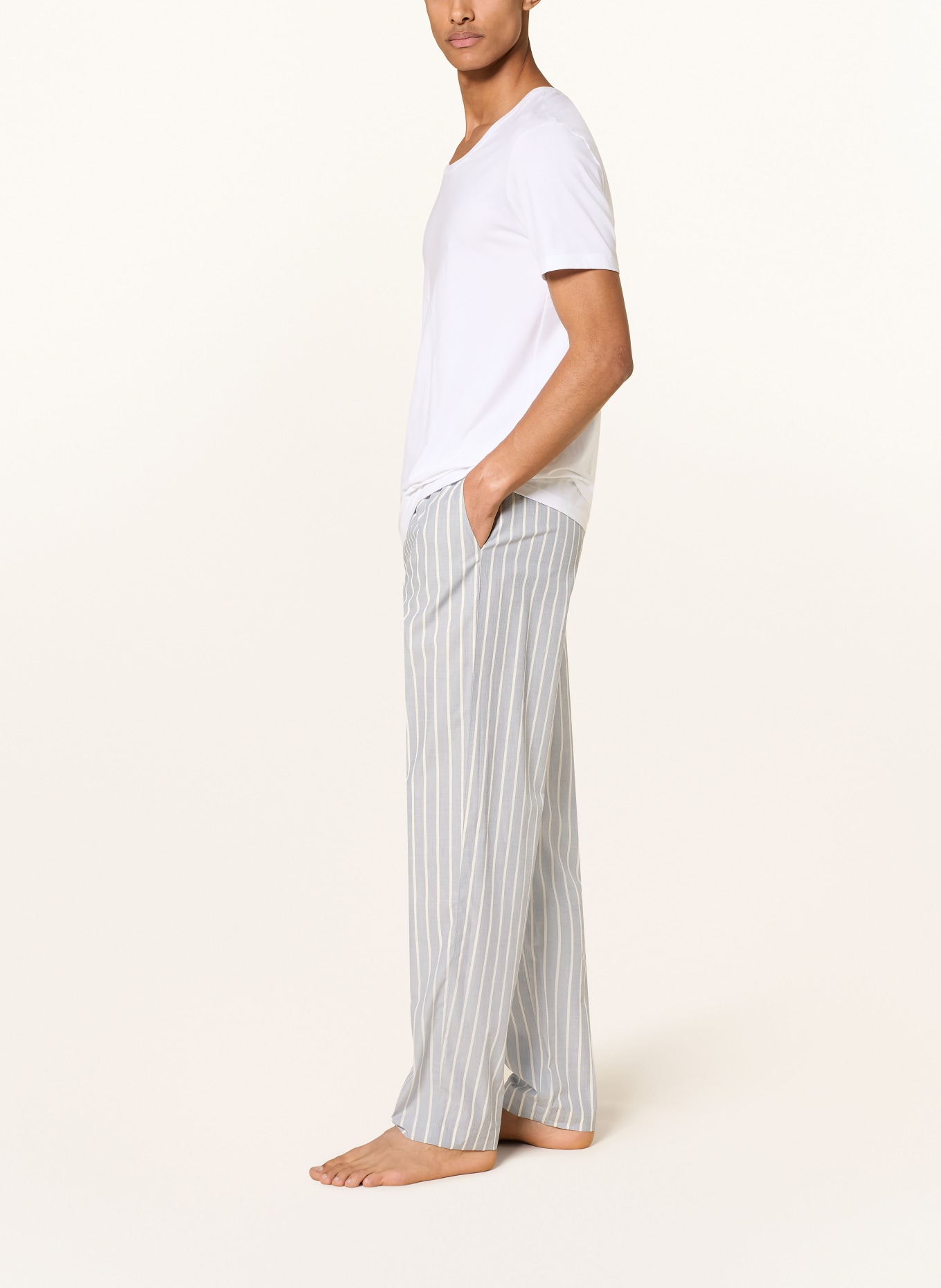 HANRO Pajama pants NIGHT & DAY: LIGHT GRAY / WHITE