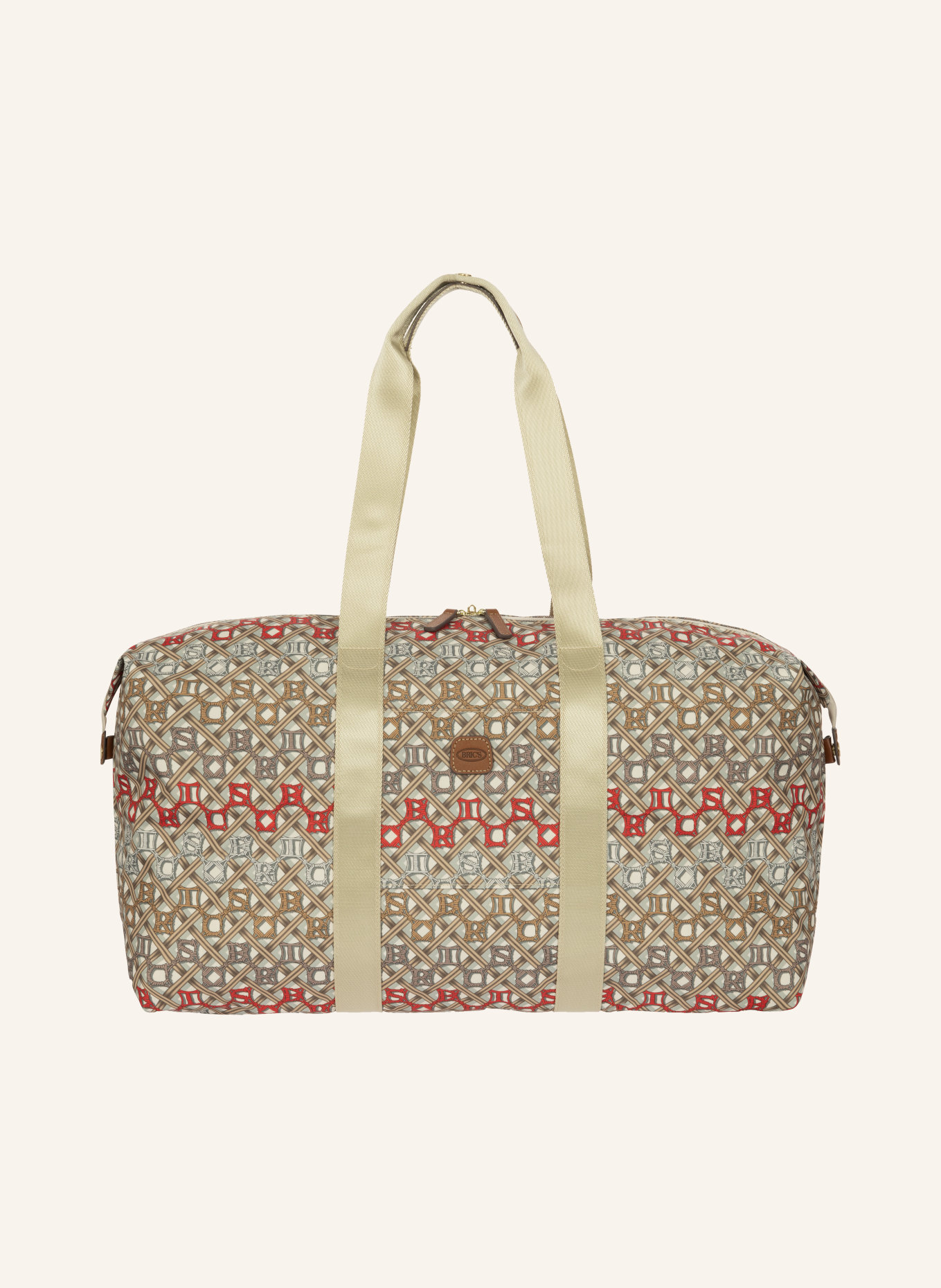 BRIC'S Weekender taška X-BAG: KRÉMOVÁ / BÉŽOVÁ / ČERVENÁ