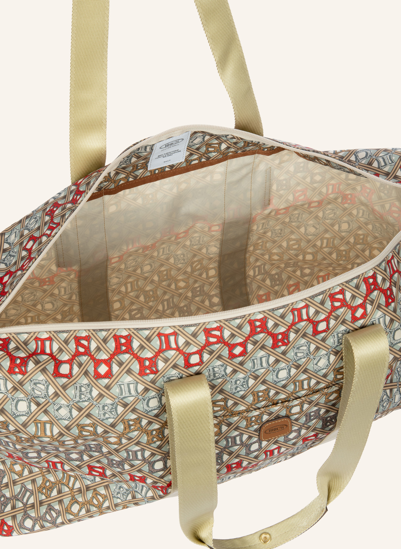 BRIC'S Weekender taška X-BAG: KRÉMOVÁ / BÉŽOVÁ / ČERVENÁ