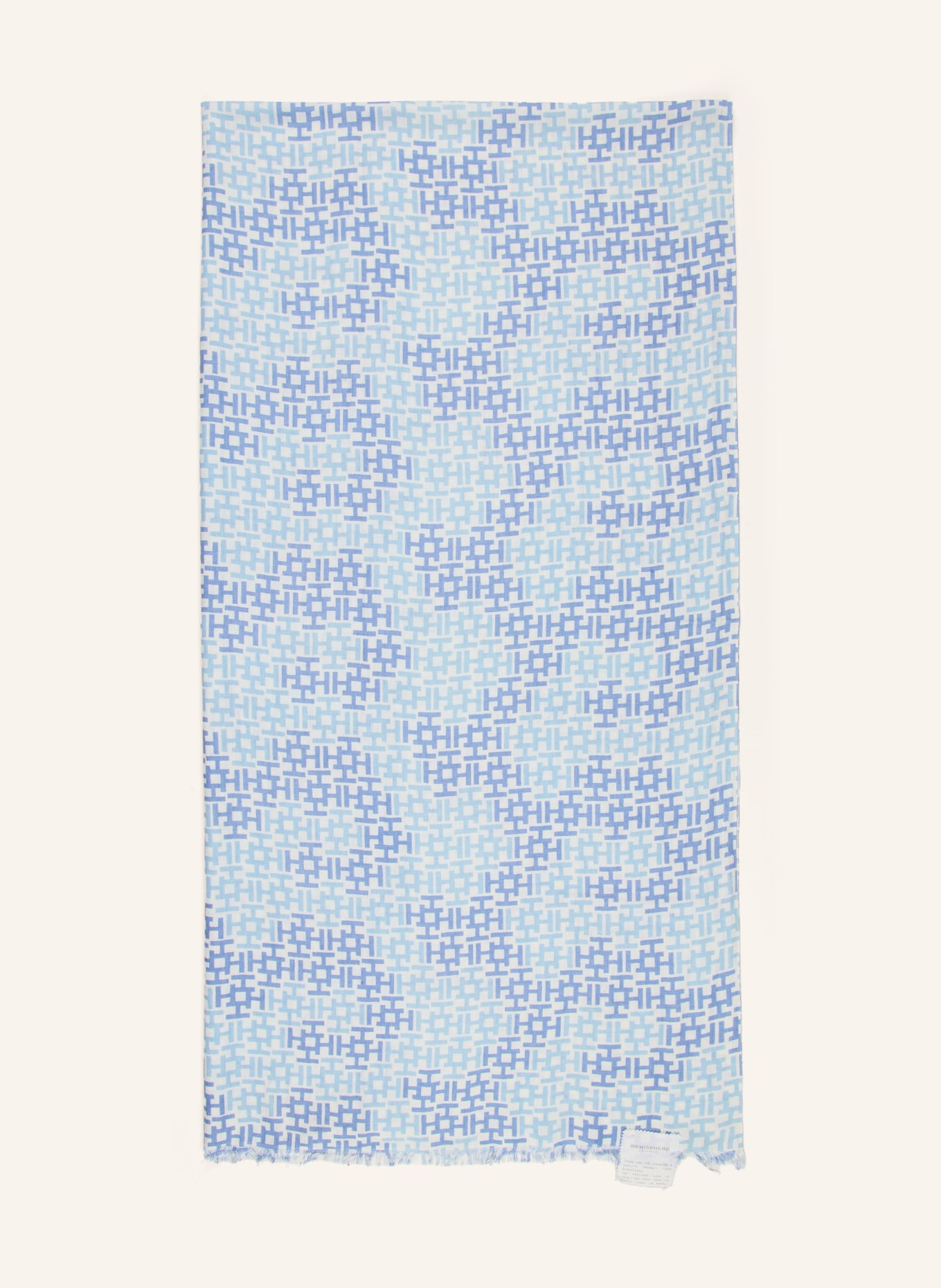 HEMISPHERE Cashmere-Schal ALIKIBI mit Seide: WEISS / HELLBLAU / BLAU