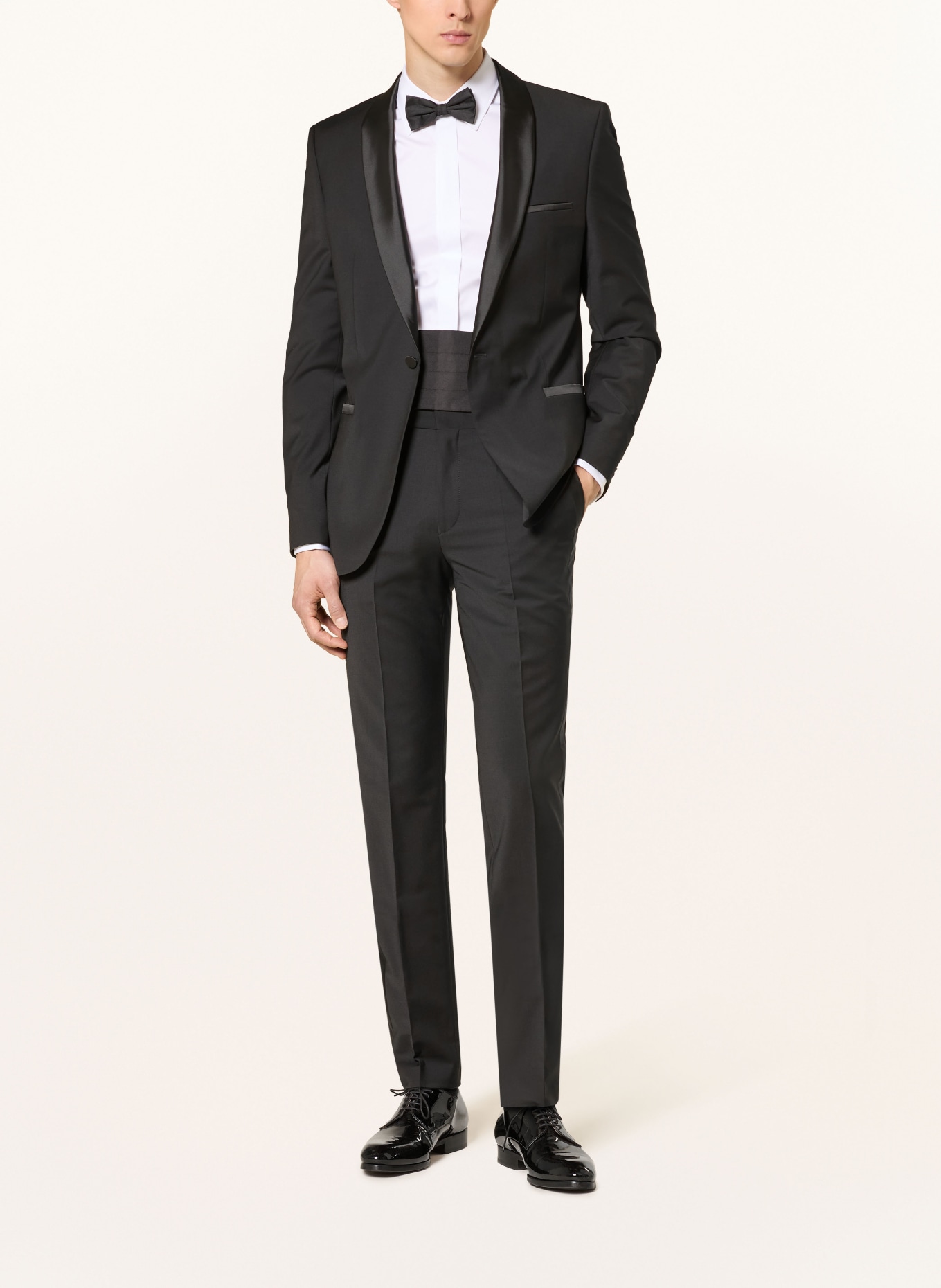 HUGO Smokingbroek HESTEN Extra Slim Fit: 001 BLACK
