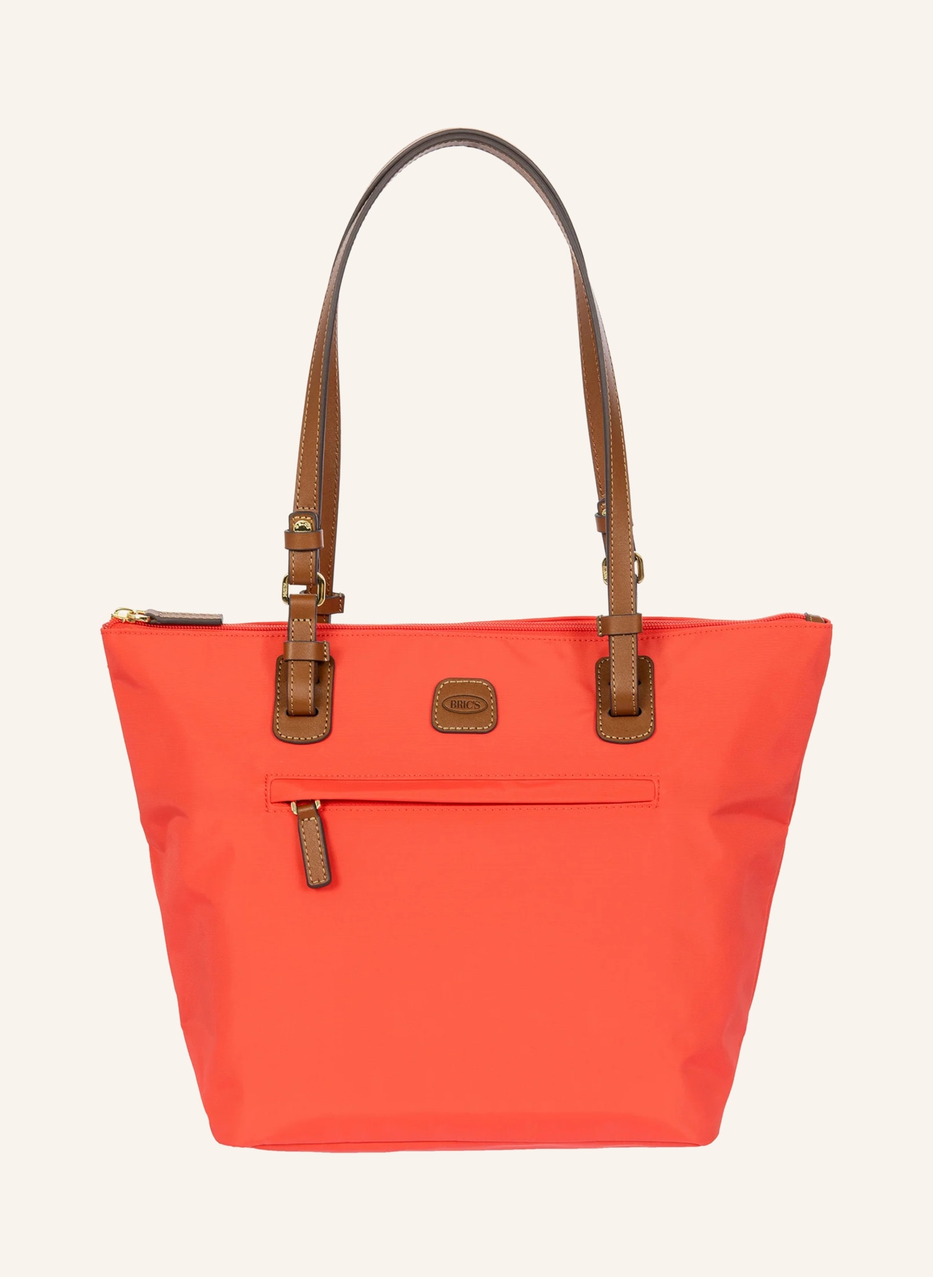BRIC'S Schultertasche mit Pouch: ROT / GOLD / BRAUN