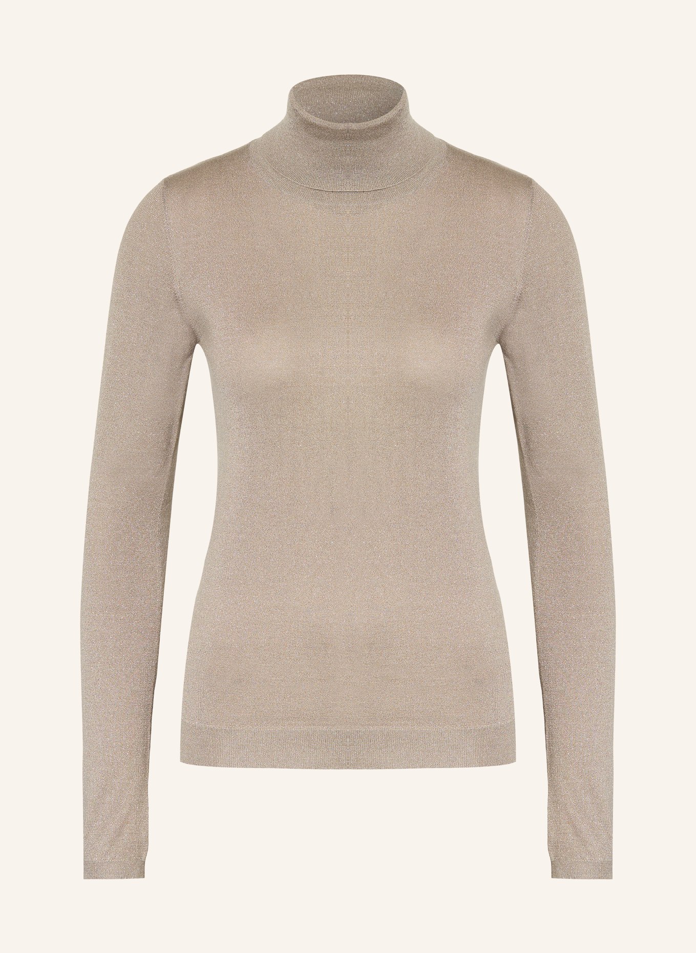 BRUNELLO CUCINELLI Rollkragenpullover mit Cashmere und Glitzergarn: TAUPE