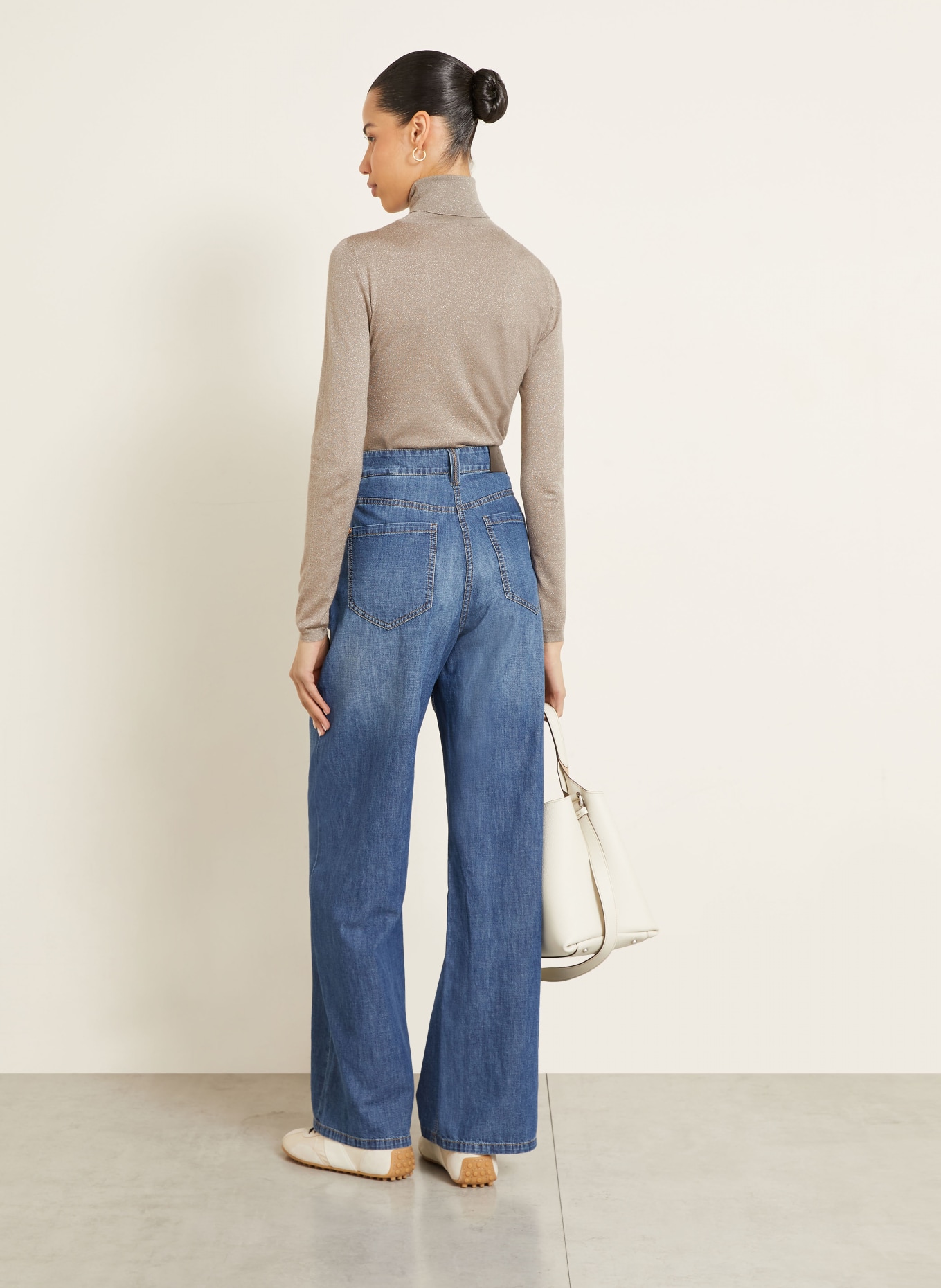 BRUNELLO CUCINELLI Rollkragenpullover mit Cashmere und Glitzergarn: TAUPE