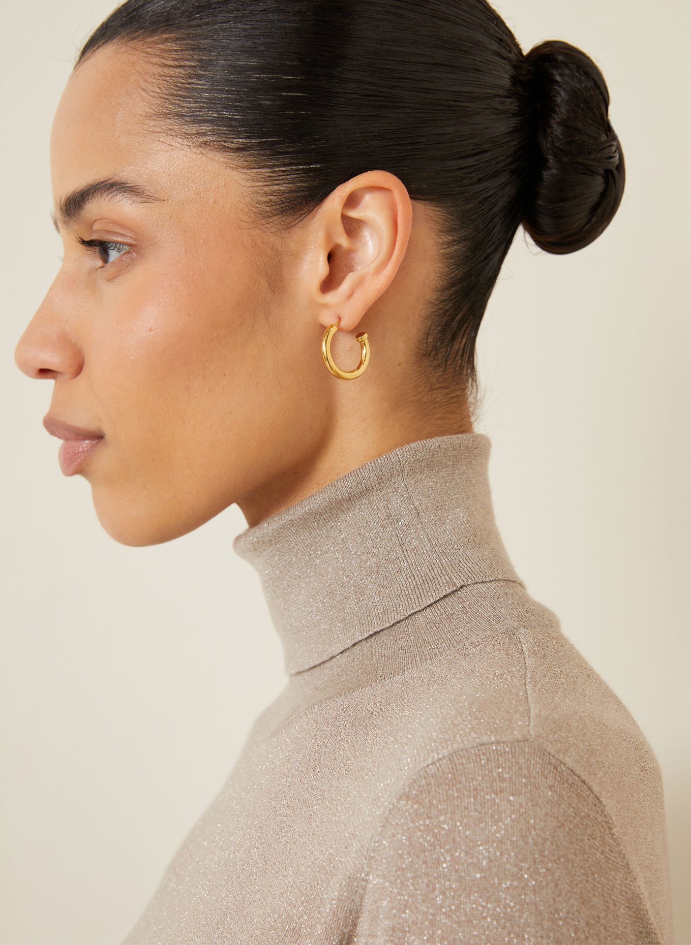 BRUNELLO CUCINELLI Rollkragenpullover mit Cashmere und Glitzergarn: TAUPE