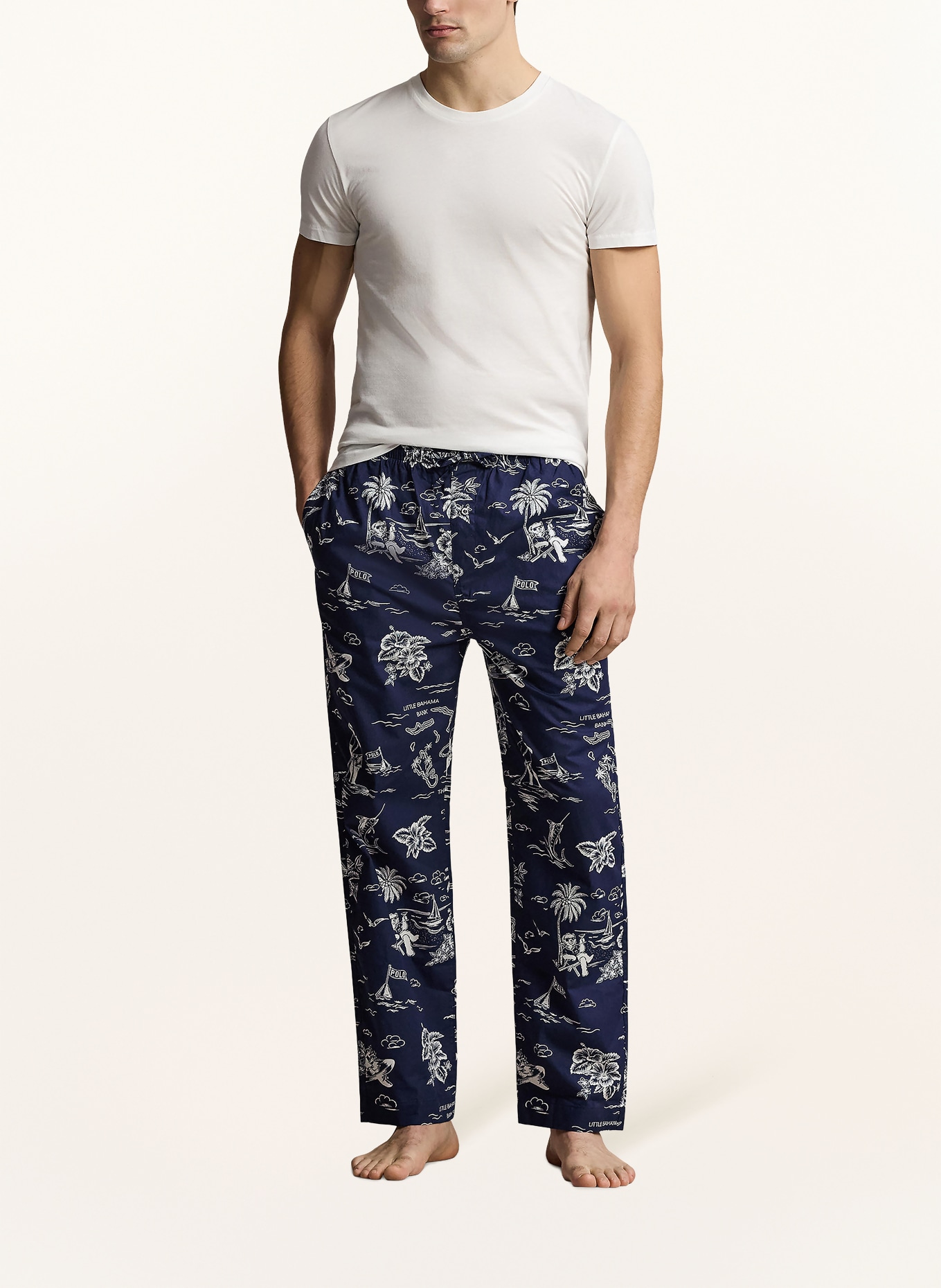 POLO RALPH LAUREN Schlafhose: DUNKELBLAU / WEISS