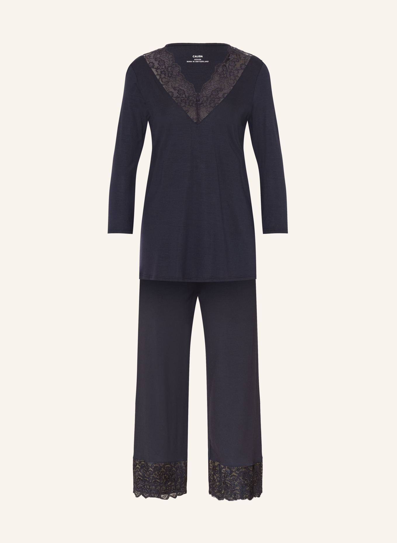 CALIDA 7/8-Schlafanzug ELEGANT DREAMS: DUNKELBLAU