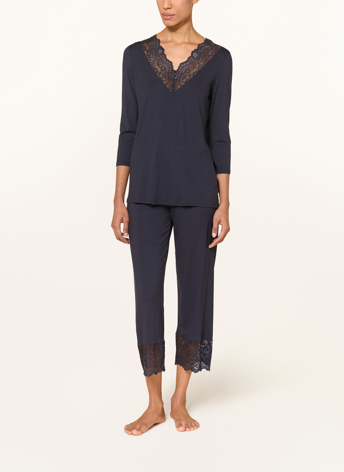 CALIDA 7/8-Schlafanzug ELEGANT DREAMS: DUNKELBLAU