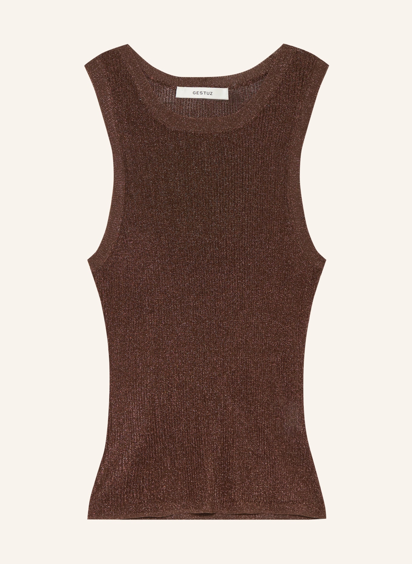 GESTUZ Top SILVIGZ z třpytivé příze: TMAVĚ HNĚDÁ